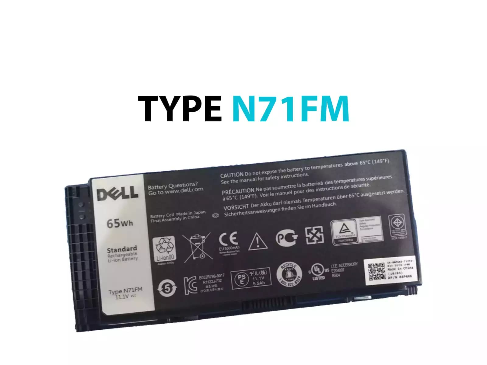 BATERIA DELL M4600 M4700 M4800 M6600 M6700 M6800 TYPE N71FM 65Wh *ORIGINAL* — imagen 1
