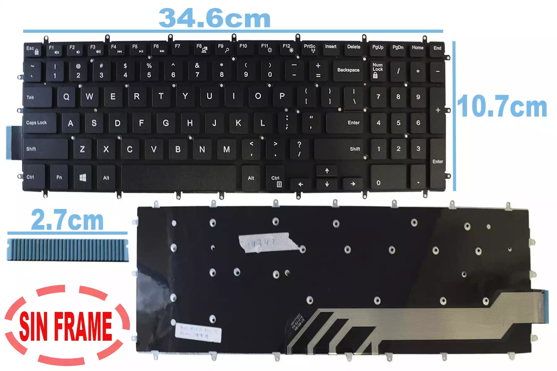 TECLADO DELL 15 5567 GAMORA SIN FRAME US — imagen 1
