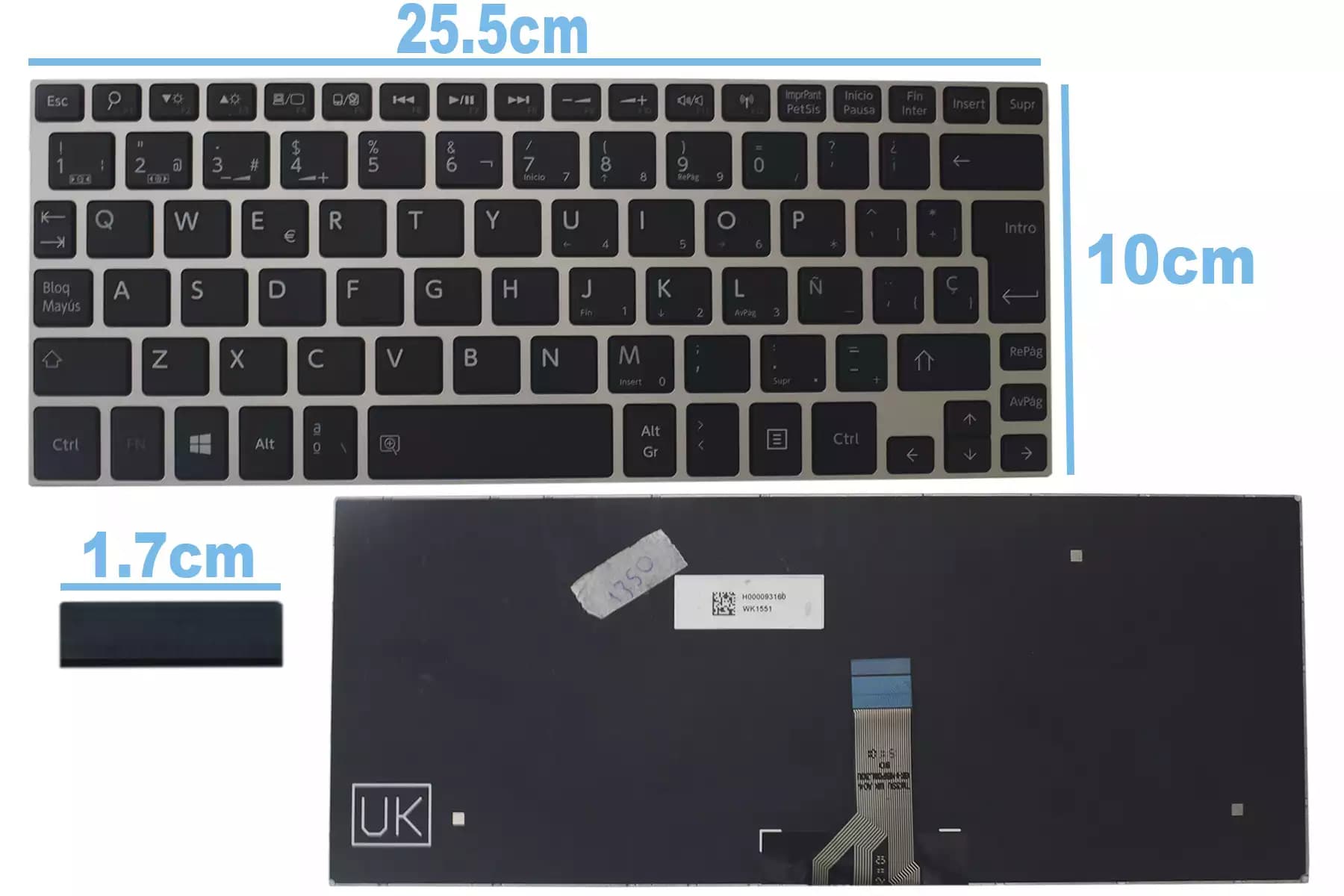 TECLADO TOSHIBA SATELITE NB15-A1101KL SILVER SP — imagen 1