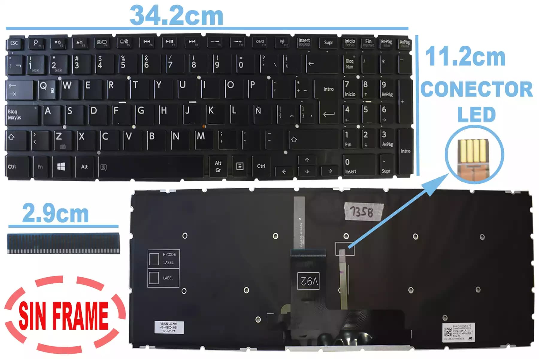 TECLADO TOSHIBA S55-C5274 S55-C5274D S55-C5360 S55-C5363 S55-C5278 SIN FRAME BACKLIGHT LA — imagen 1