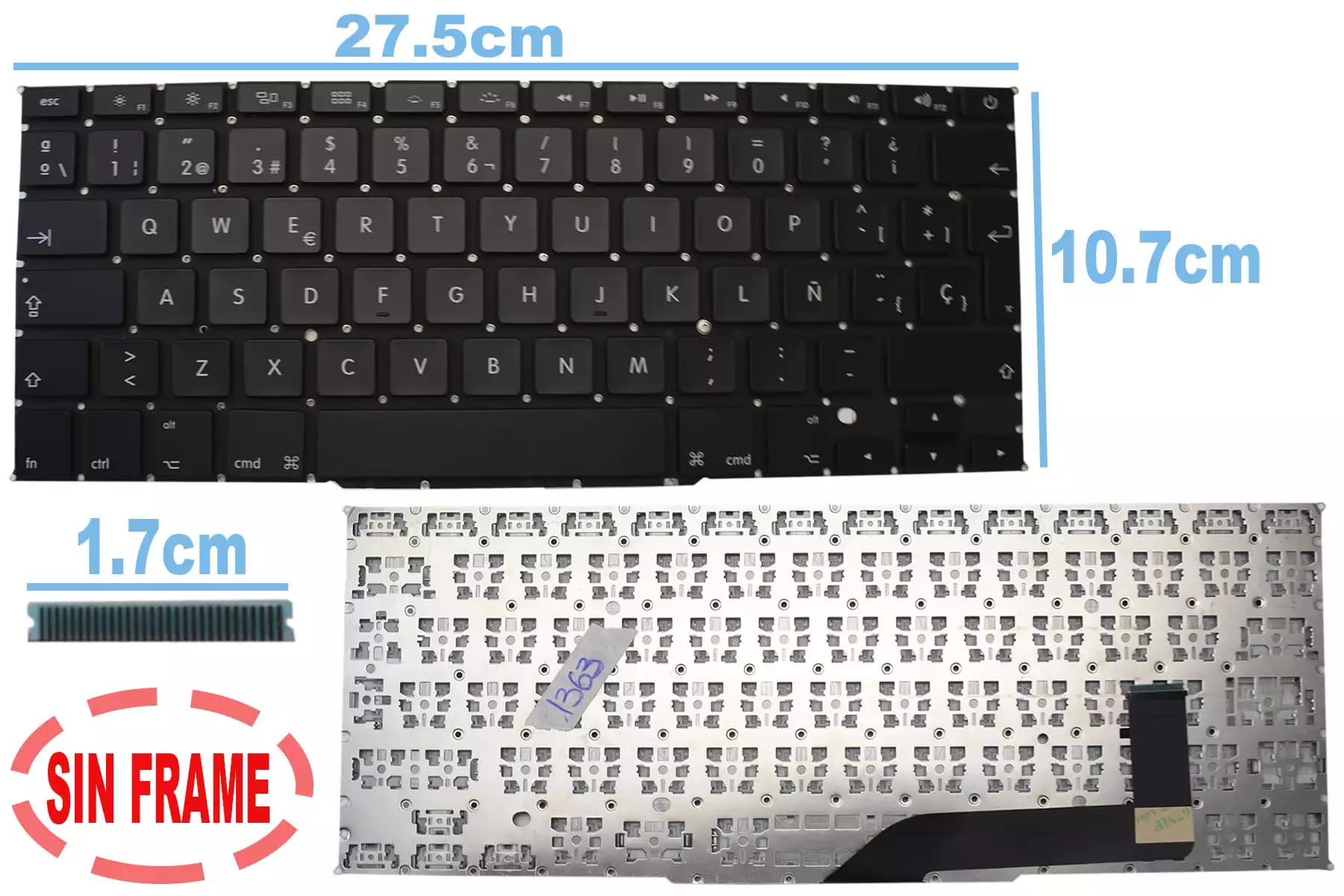 TECLADO APPLE MACBOOK PRO 15 A1398 2013 TO 2015 - L SIN FRAME SP — imagen 1
