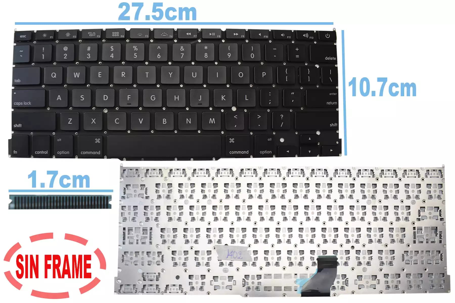 TECLADO APPLE MACBOOK PRO A1502 2013 SIN FRAME US — imagen 1