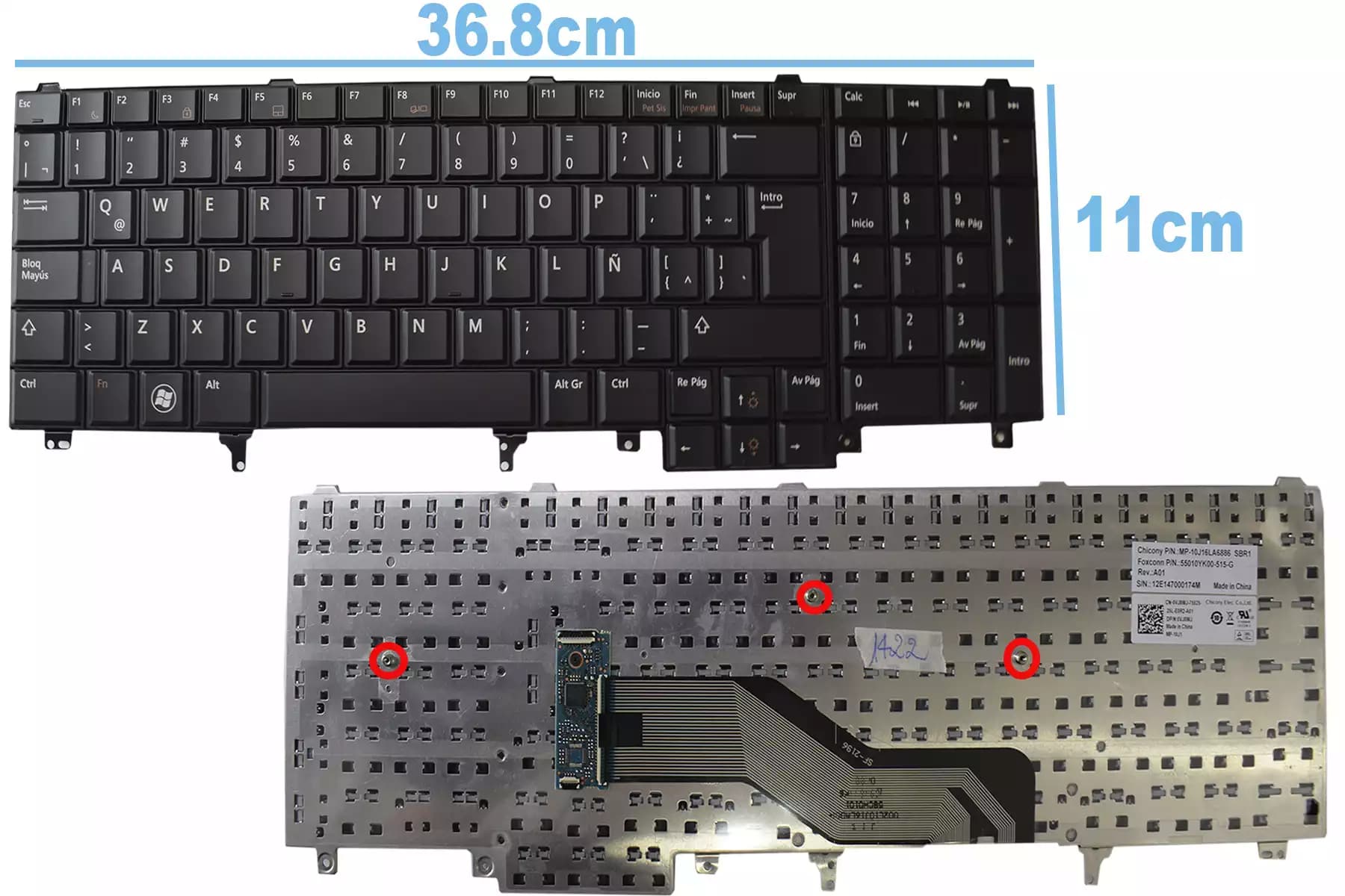 TECLADO DELL E5520 E5520M E5530 E6520 E6530 E6540 SIN POINTER LA — imagen 1