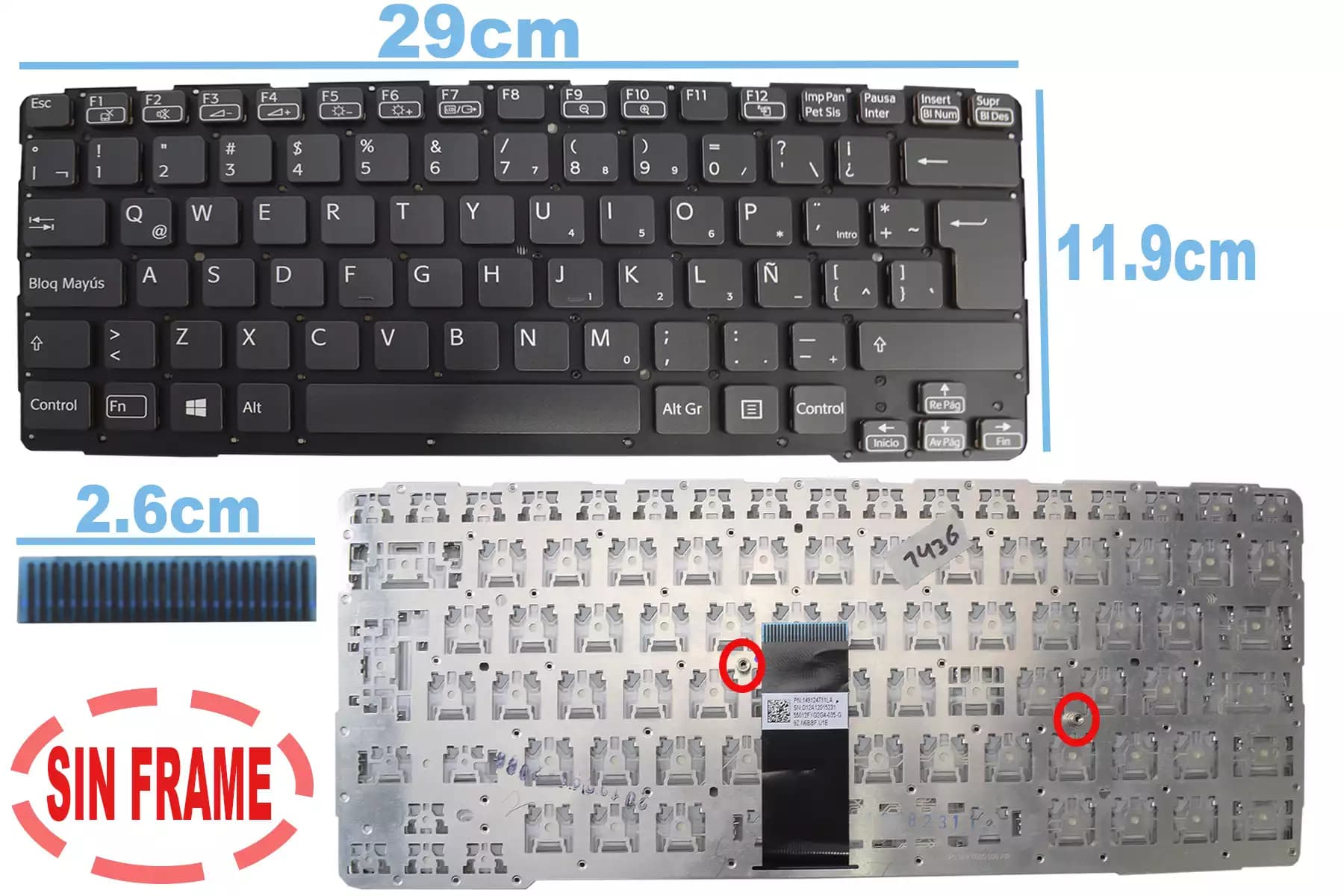 TECLADO SONY SVE14A35CXH SIN FRAME LA — imagen 1