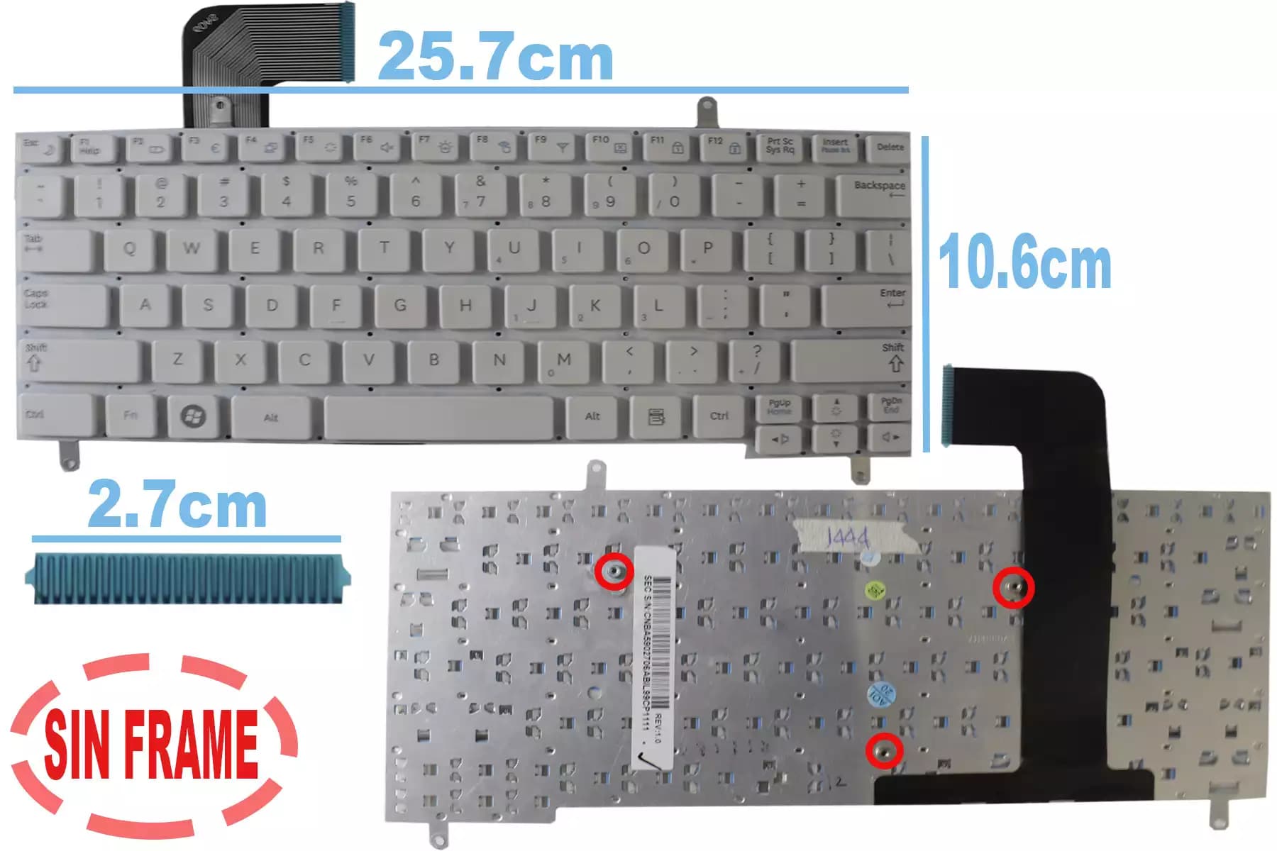 TECLADO SAMSUNG N210 N130 BLANCO SIN FRAME US — imagen 1
