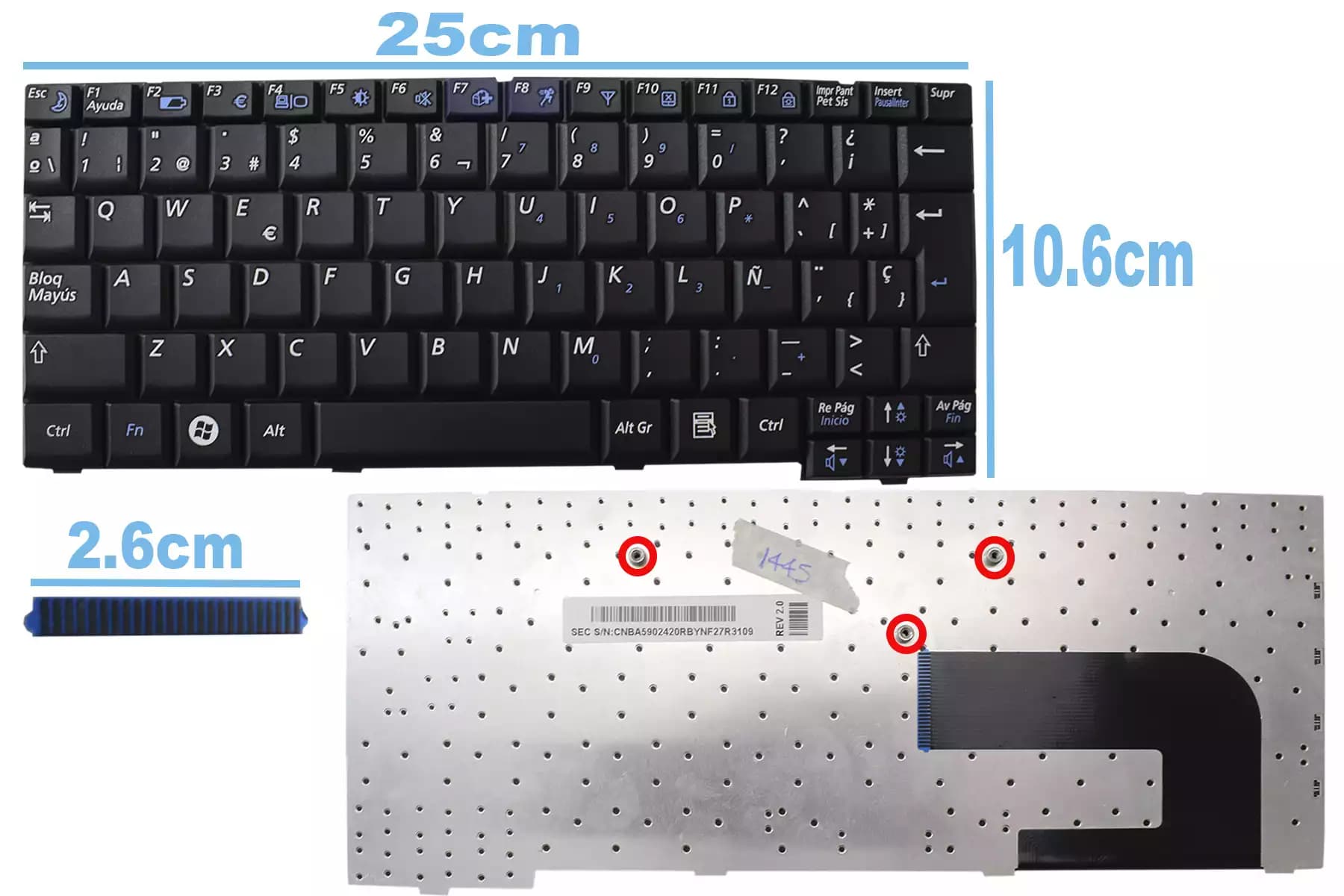 TECLADO SAMSUNG NC10 ND10 N108 NC310 N110 NP10 N128 N140 SP — imagen 1