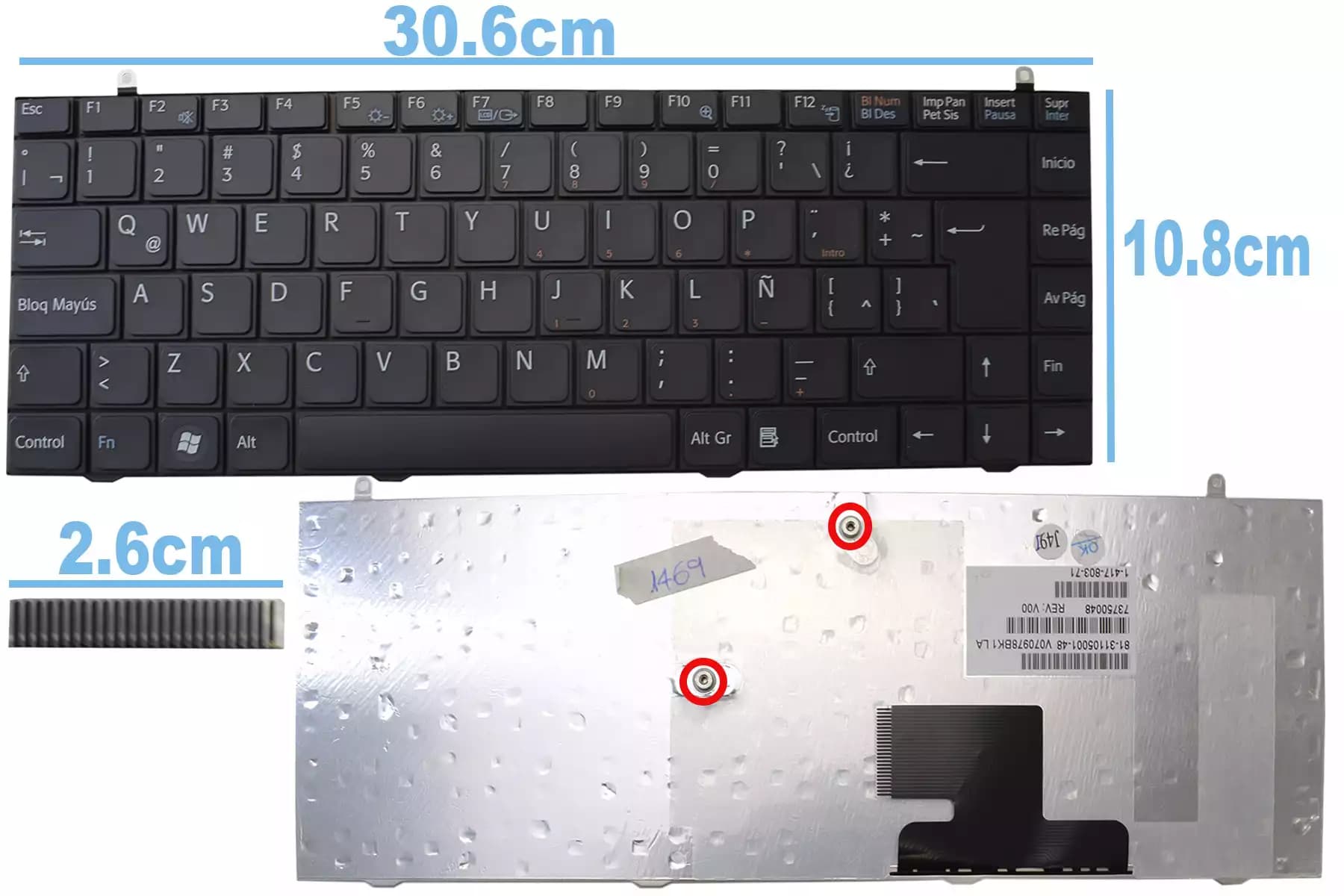 TECLADO SONY VGN-FZ V070978BS1 LA — imagen 1