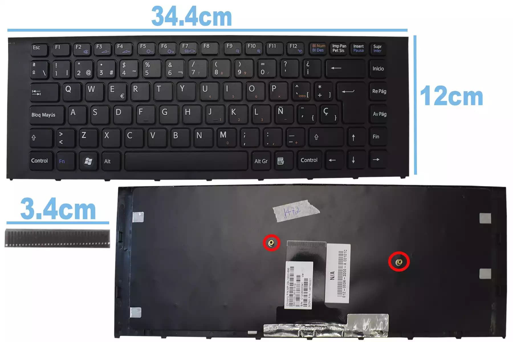 TECLADO SONY VPCEA NEGRO SP — imagen 1