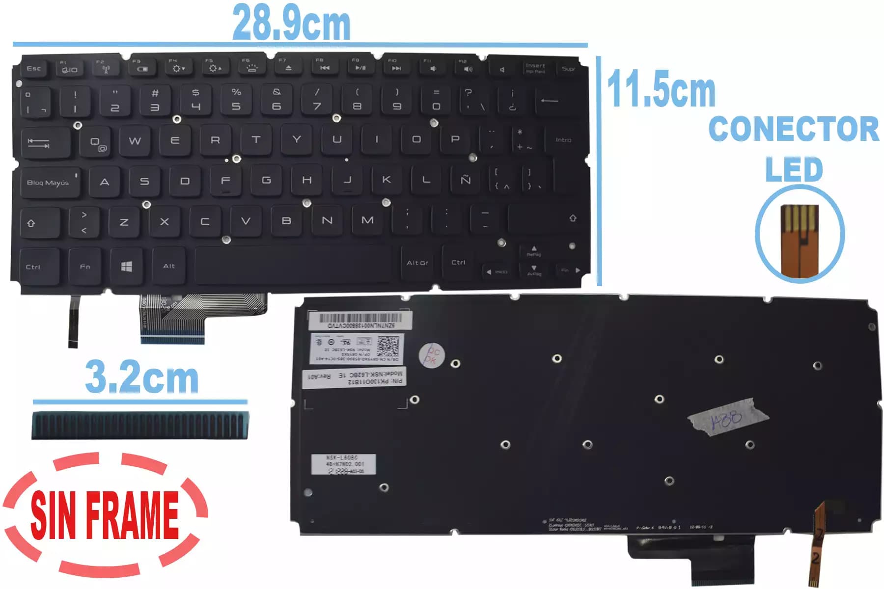 TECLADO DELL 14 L421X ( 4RXFK) SIN FRAME CON BACKLIGTH LA — imagen 1
