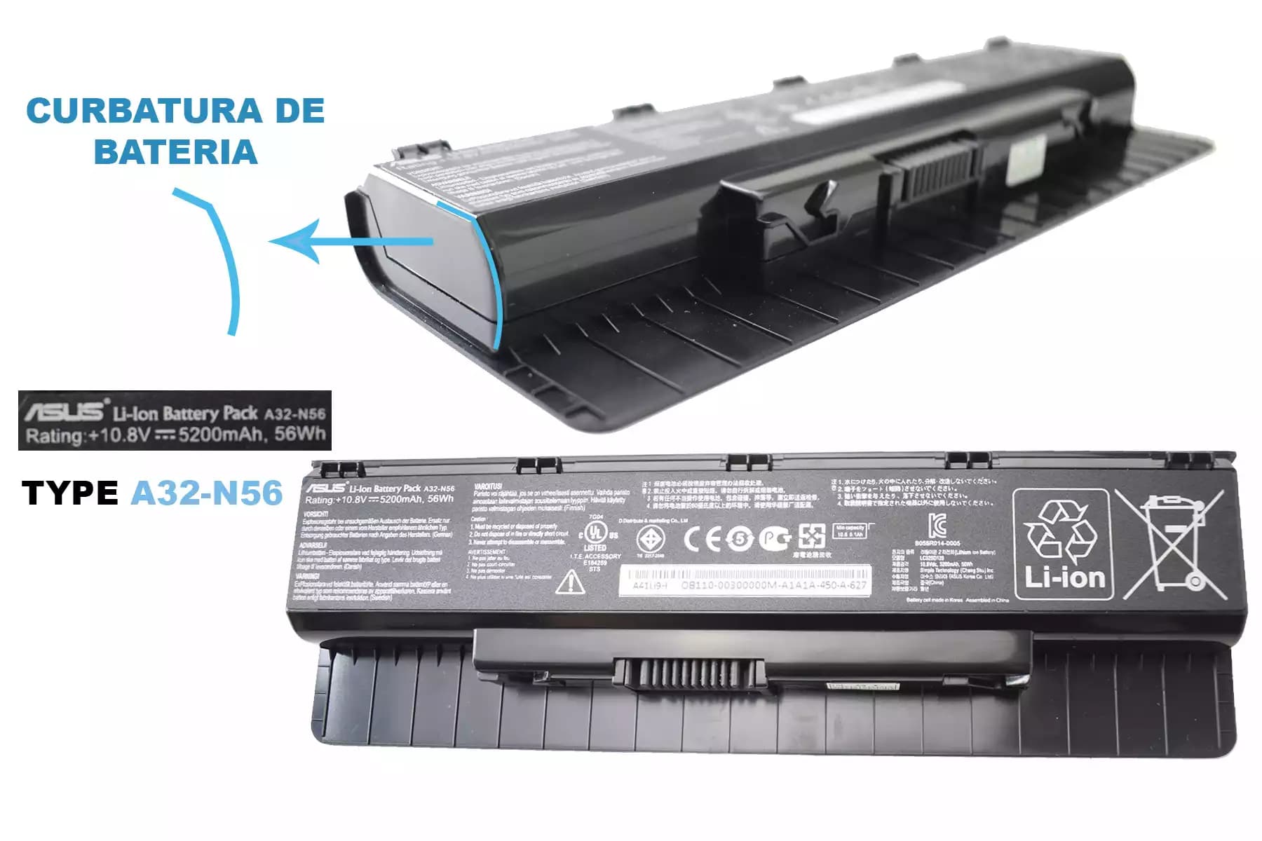 BATERIA ASUS A32-N56 *ORIGINAL* — imagen 1
