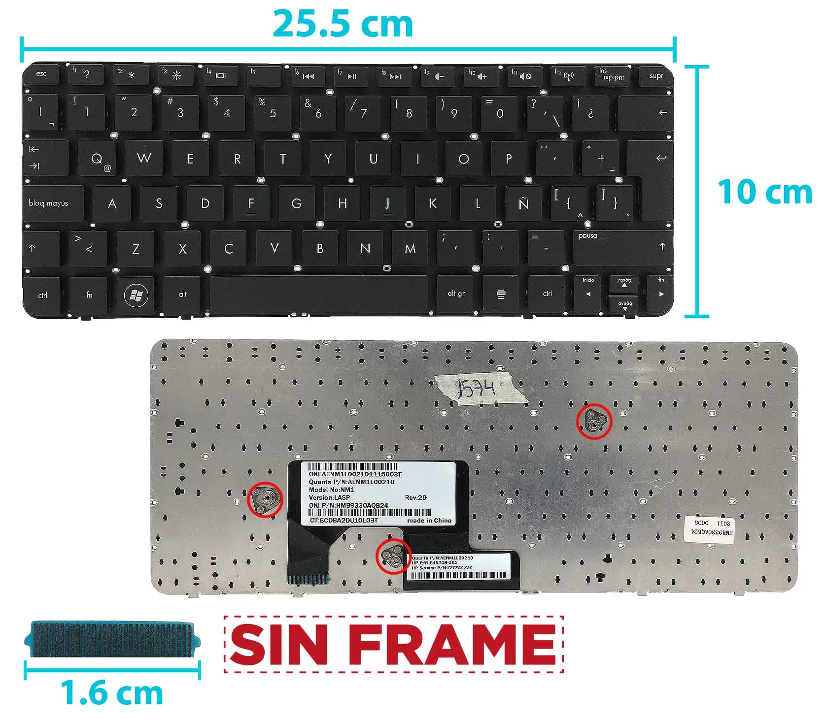 TECLADO HP MINI 210-1000 CQ10 (CONECTOR PEQUEÑO) SIN FRAME US — imagen 1
