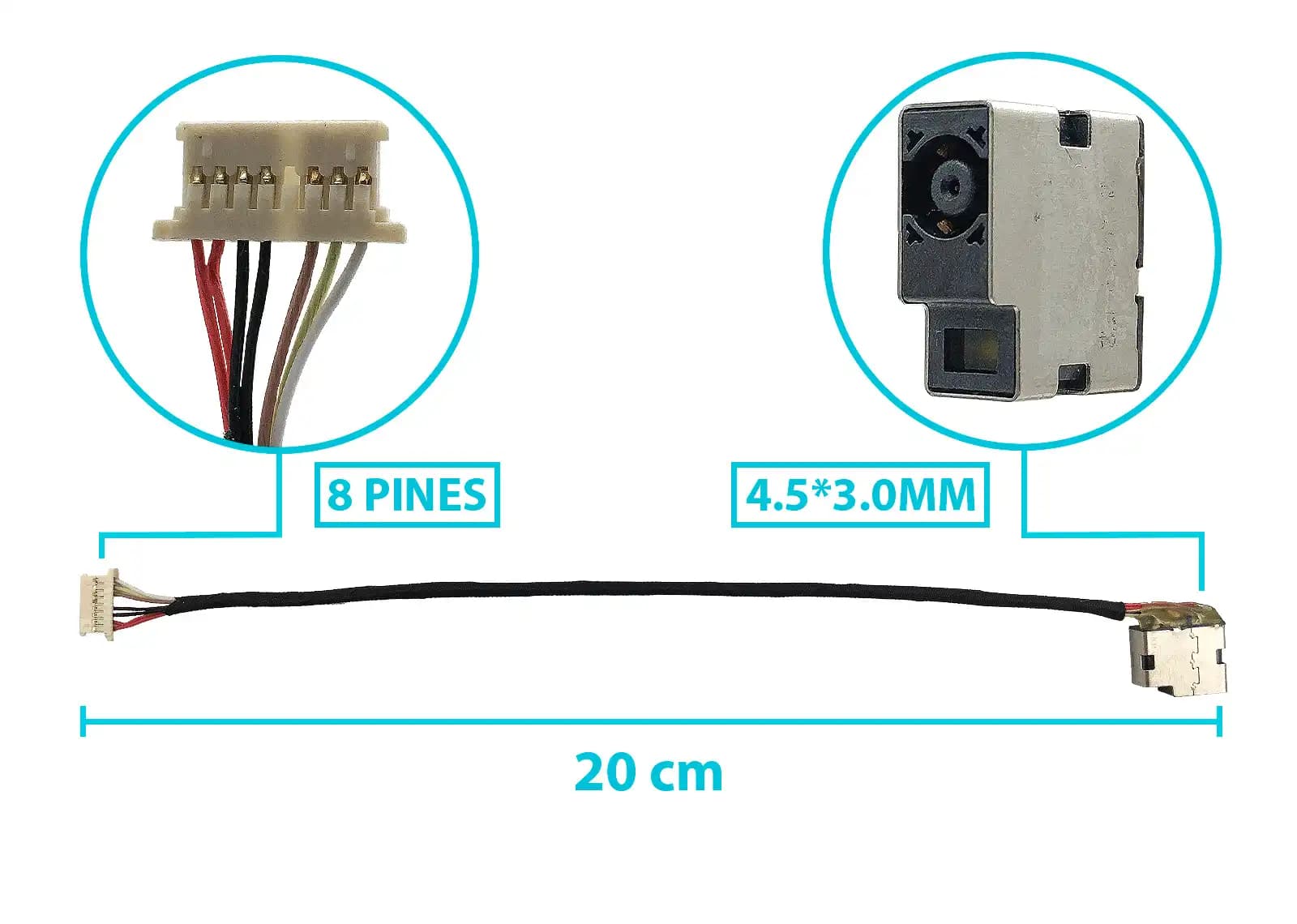 DC JACK HP BLUE CONNECTOR CON CABLE — imagen 1
