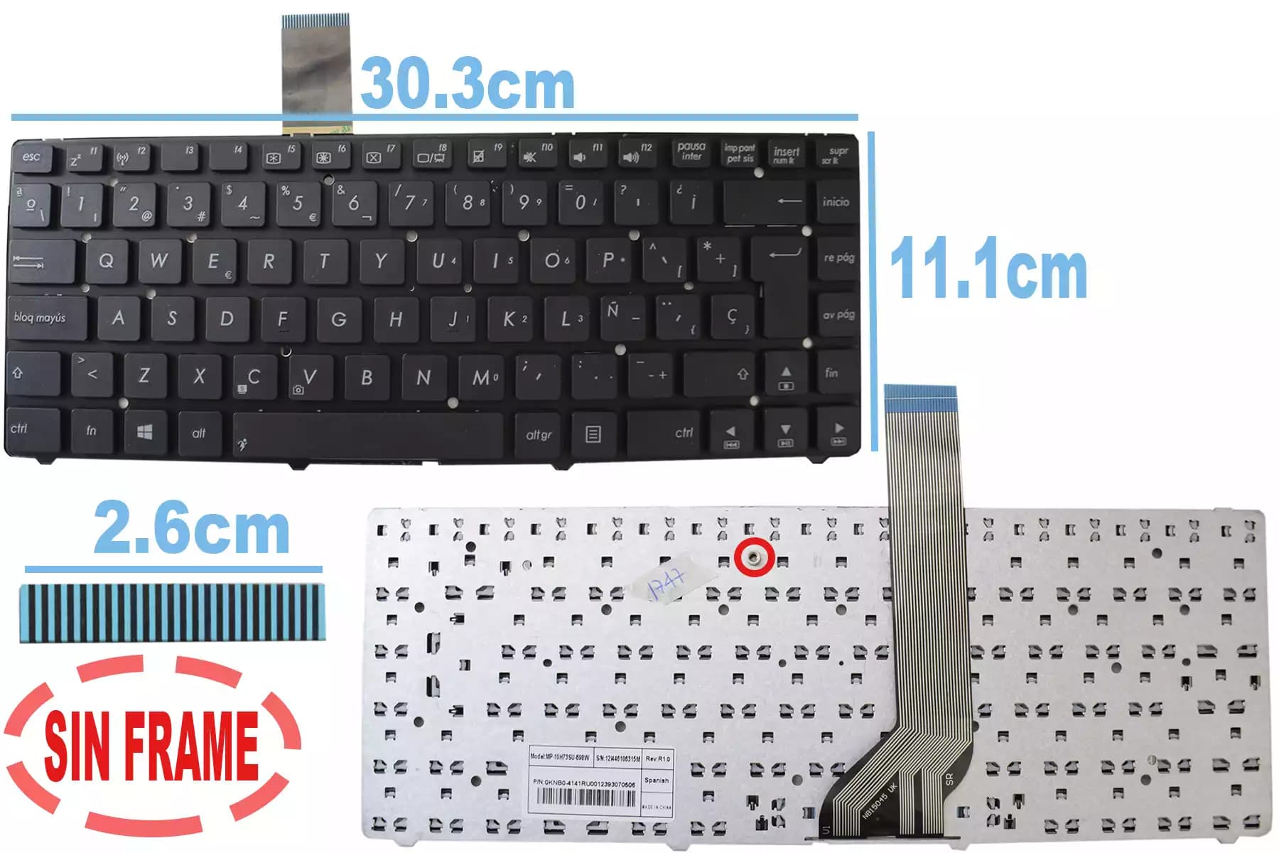 TECLADO ASUS A45vd K45 K45a K45vd K45v SIN FRAME SP — imagen 1