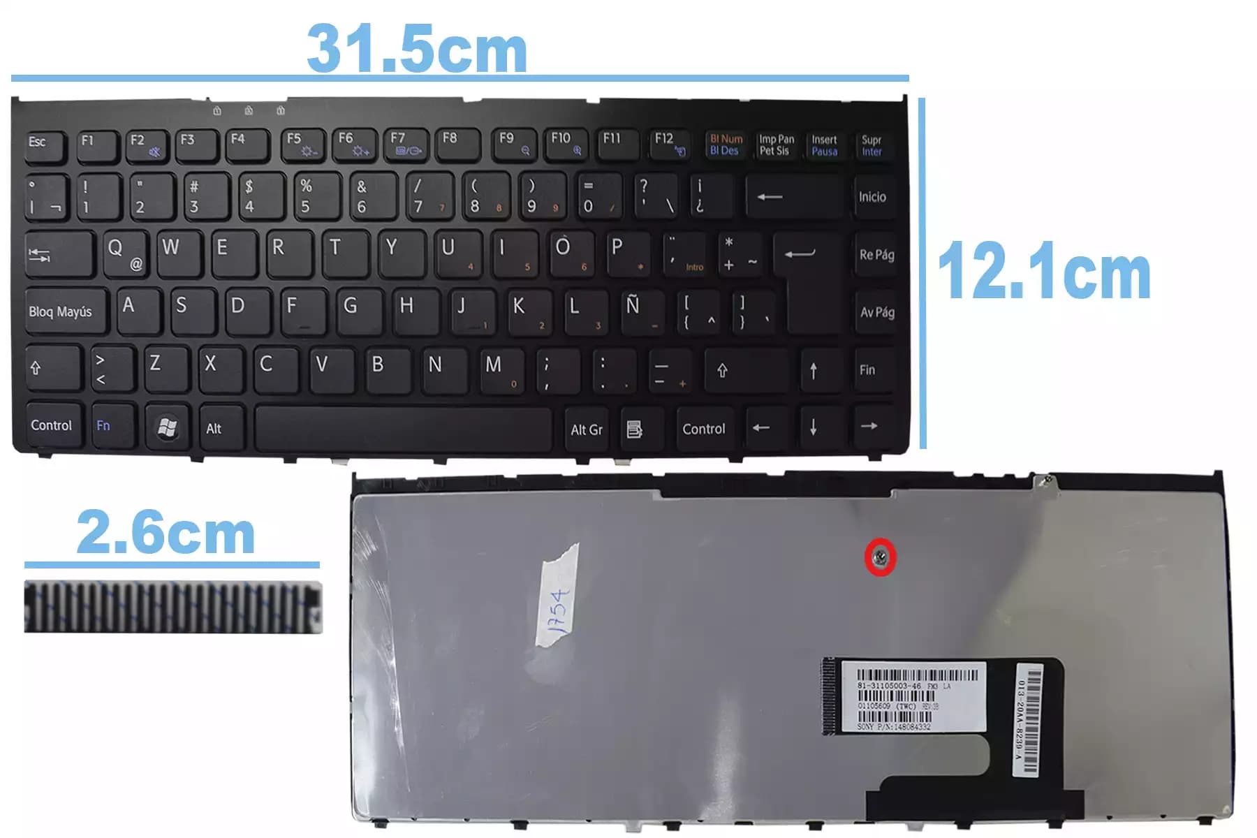 TECLADO SONY VGN-FW 148084332 LA — imagen 1