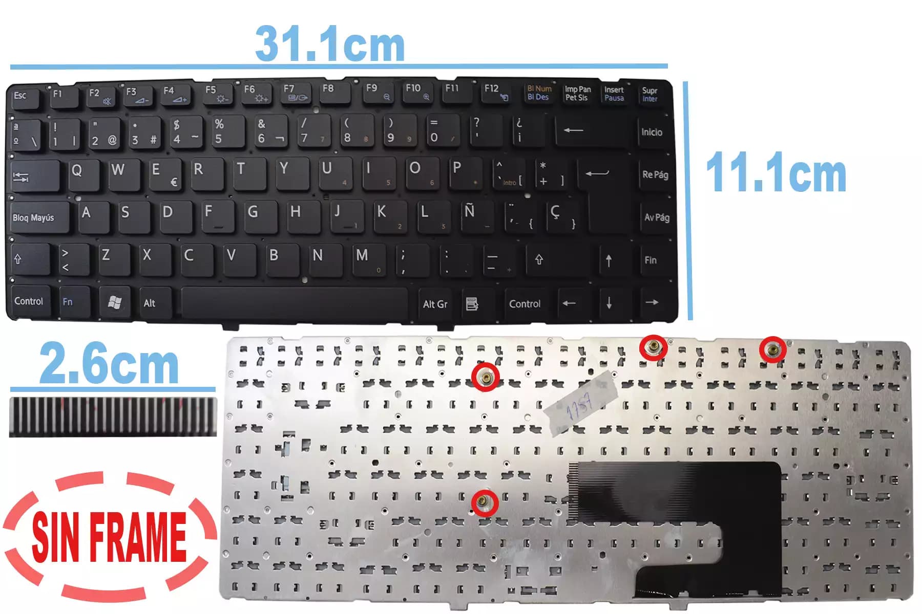 TECLADO SONY Vgn-nw Pcg-7181u SIN FRAME SP — imagen 1