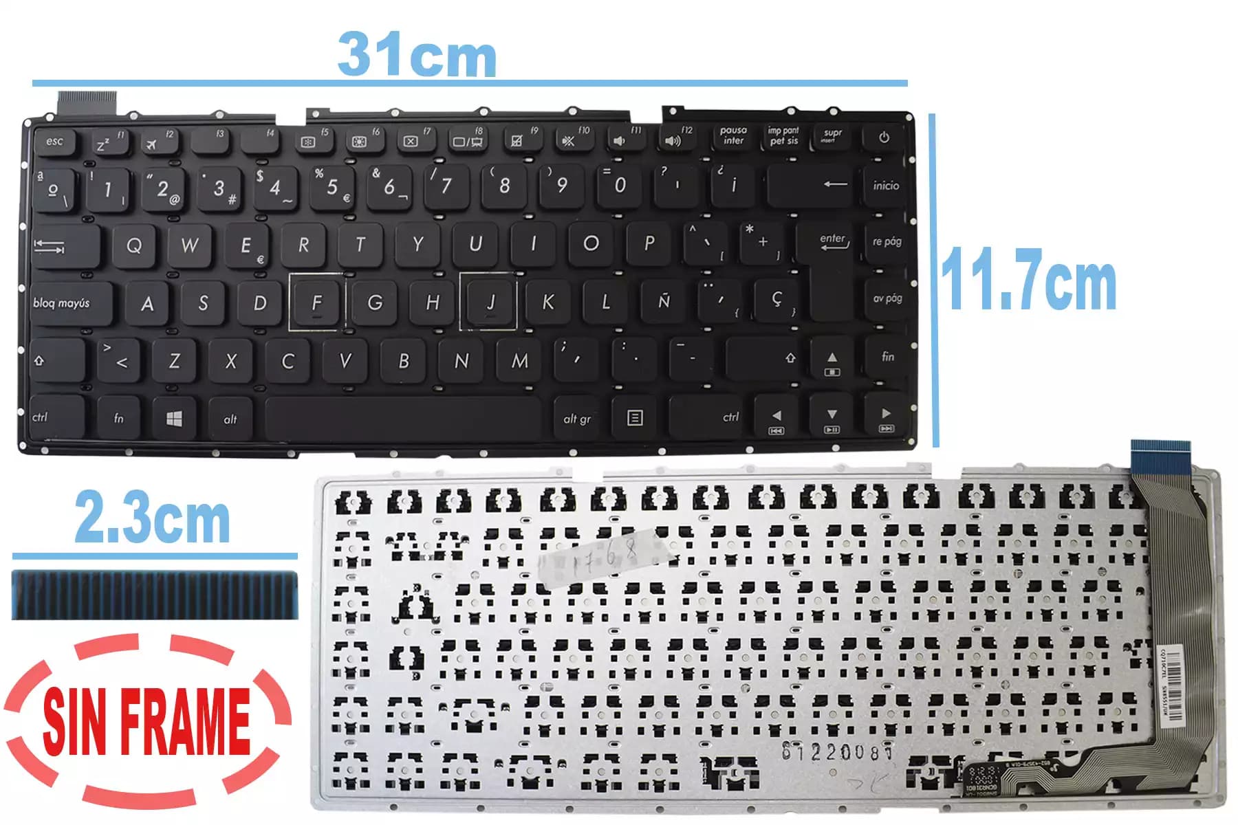 TECLADO ASUS X441 SIN FRAME BOTTON POWER SP — imagen 1
