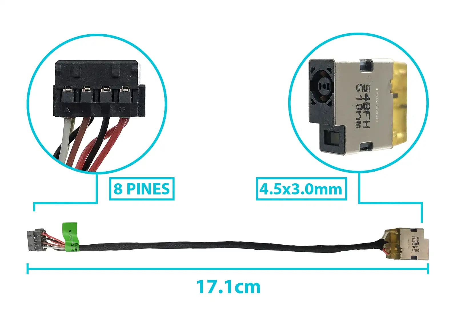 DC JACK HP 15-D TOUCHSMART SERIES 747116-001 M6-K CON CABLE — imagen 1