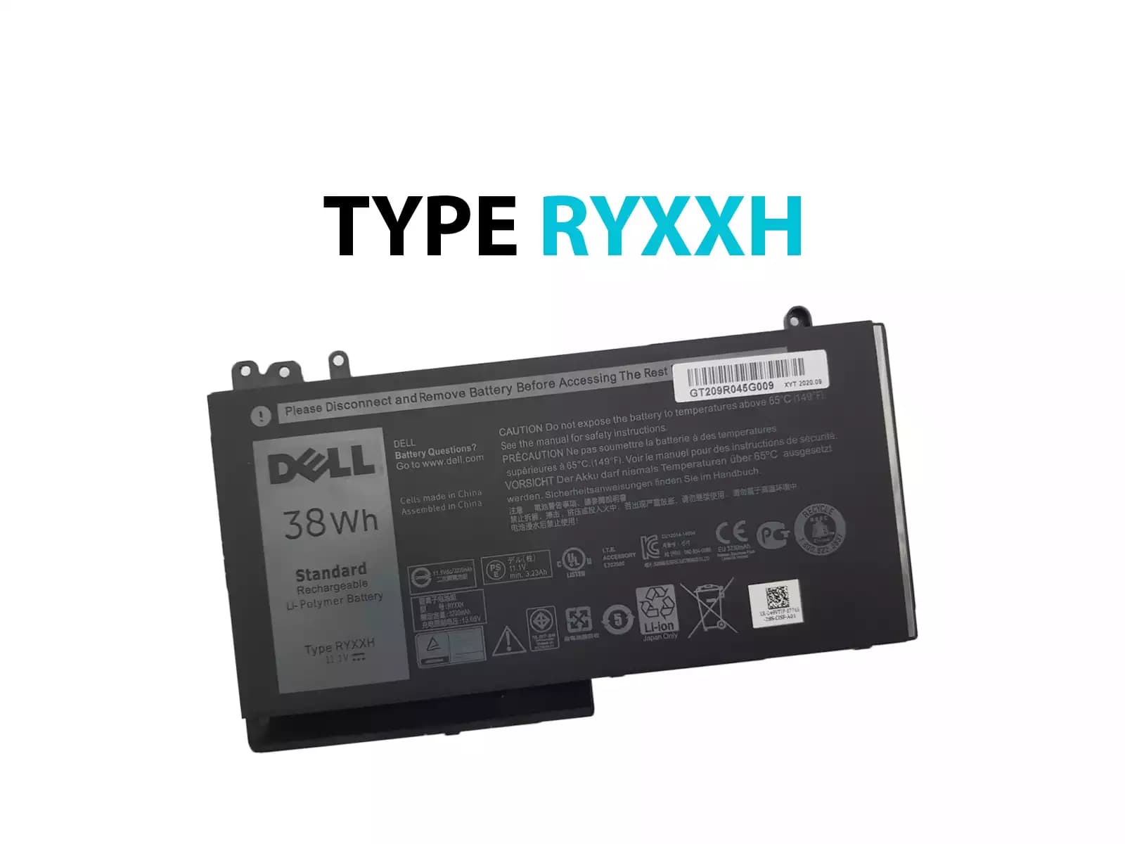 BATERIA DELL 12 5000 E5450 E5550 E5250 TYPE RYXXH 09P4D2 9P4D2 38Wh INTERNA *ORIGINAL* — imagen 1
