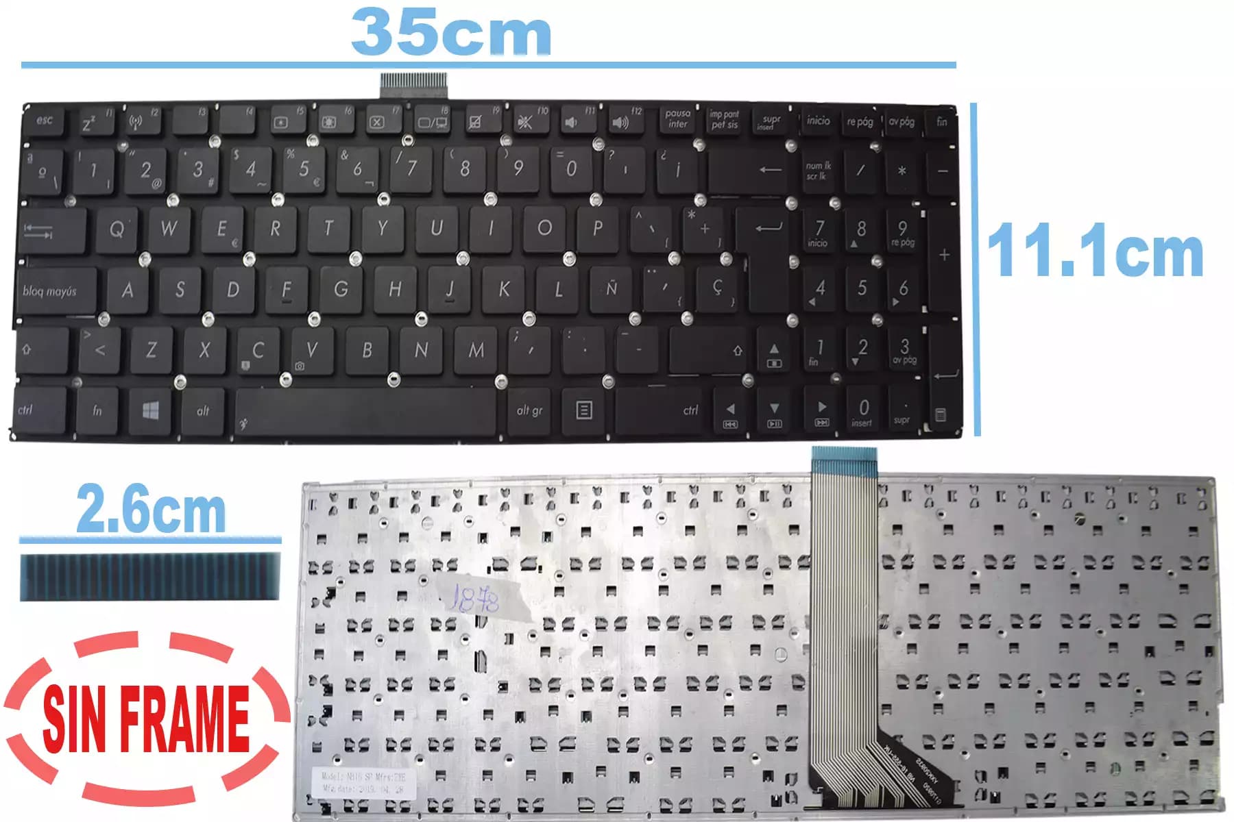 TECLADO ASUS F555L F555LA F555LD F555LI F555LN F555LP SIN FRAME SP — imagen 1