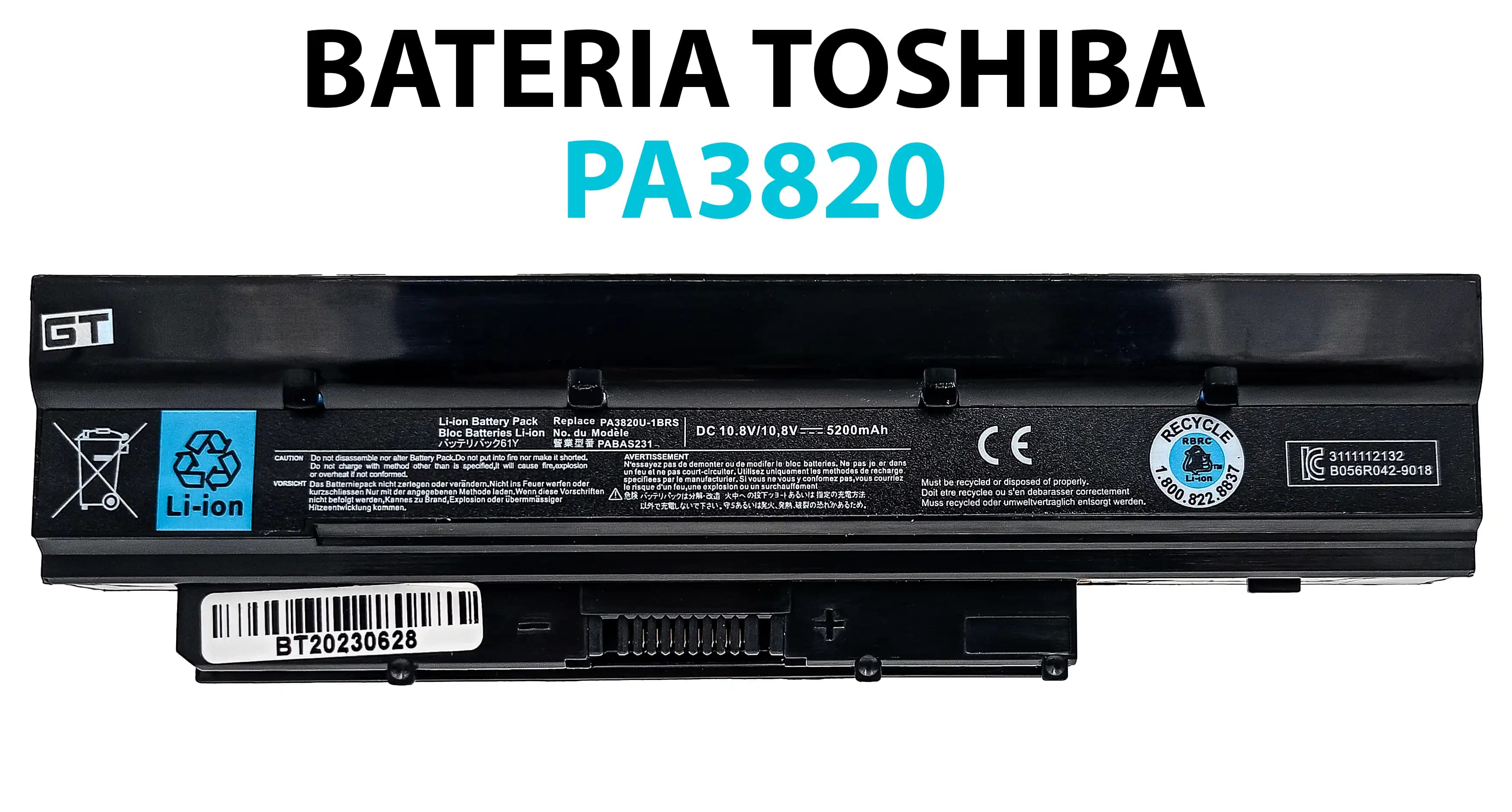 BATERIA TOSHIBA PA3820 *HC* — imagen 1