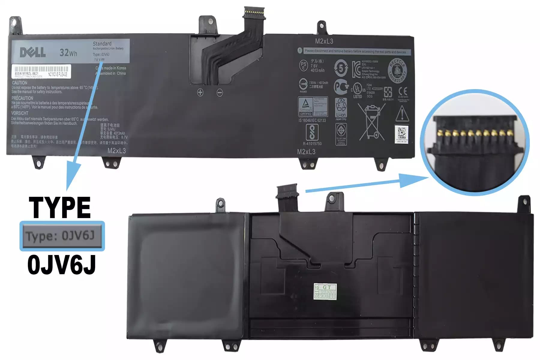 BATERIA DELL TYPE 0JV6J 32Wh INTERNA *ORIGINAL* — imagen 1