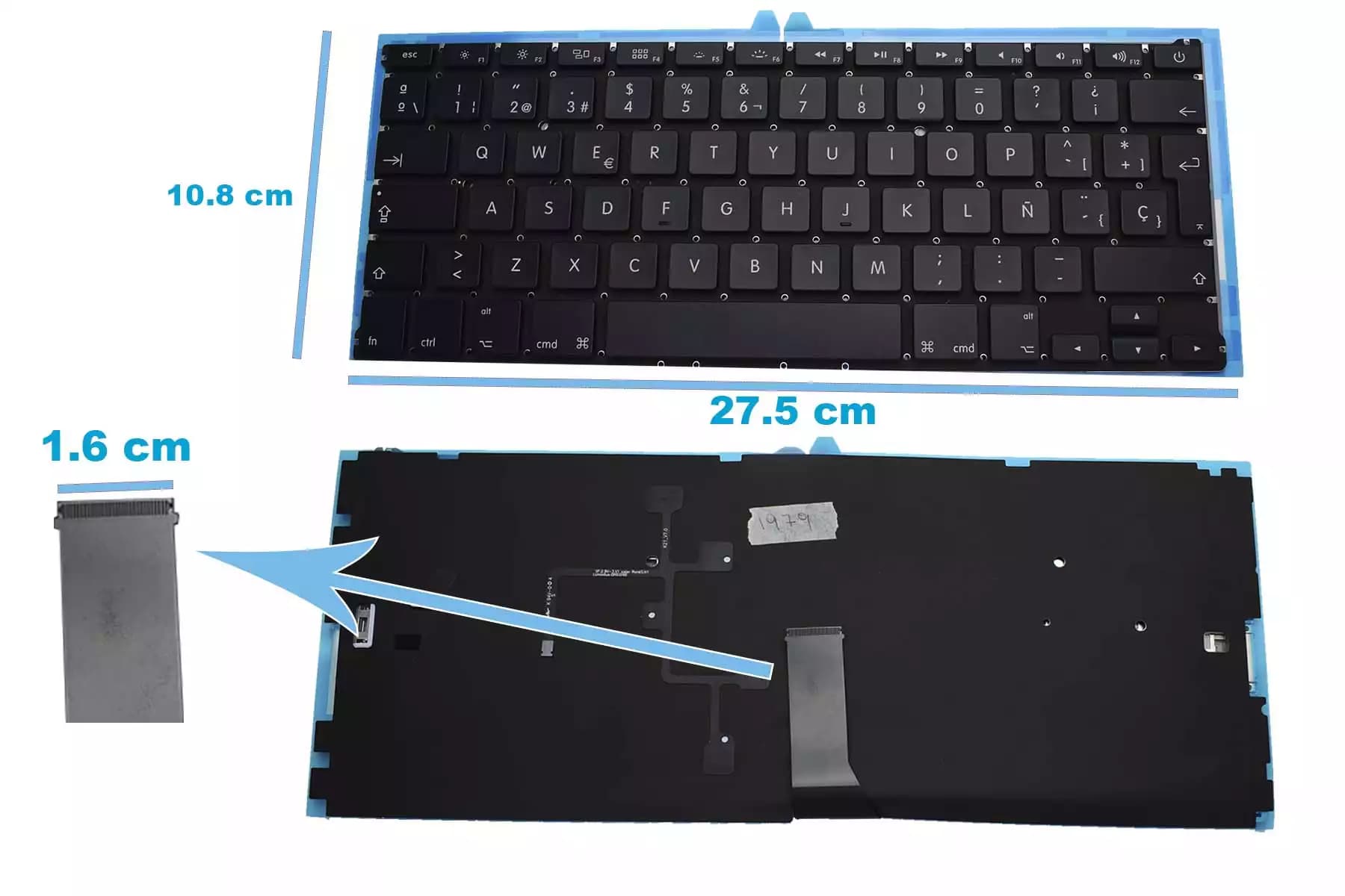TECLADO APPLE MACBOOK PRO 13 2011 2012 2013 A1369 A1466 CON BACKLIGTH SIN FRAME SP — imagen 1