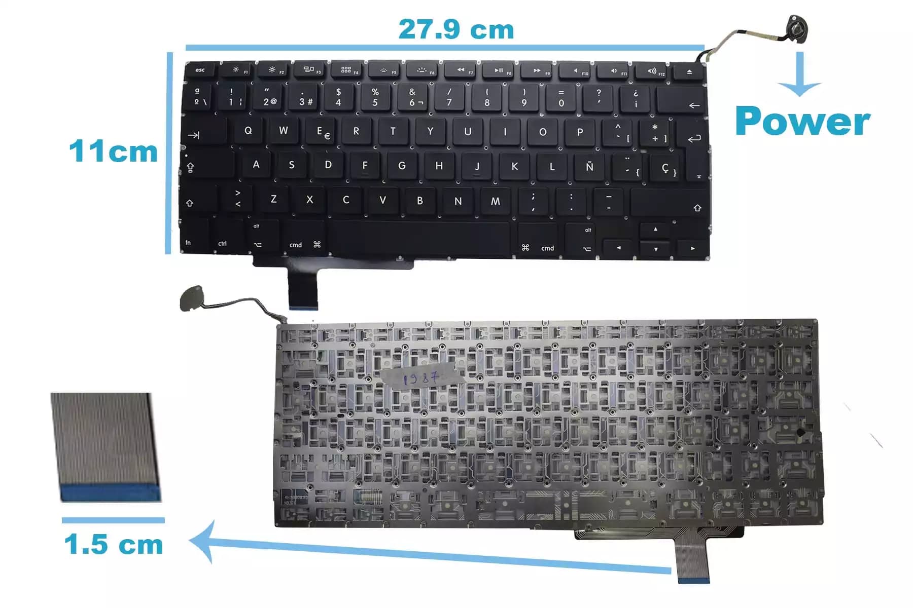 TECLADO APPLE MACBOOK PRO 17 A1297 2009 TO 2012 SIN FRAME SP — imagen 1