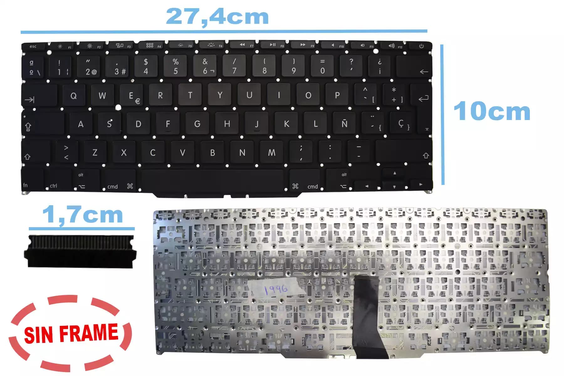 TECLADO APPLE MACBOOK PRO A1370 A1465 SIN FRAME SP — imagen 1