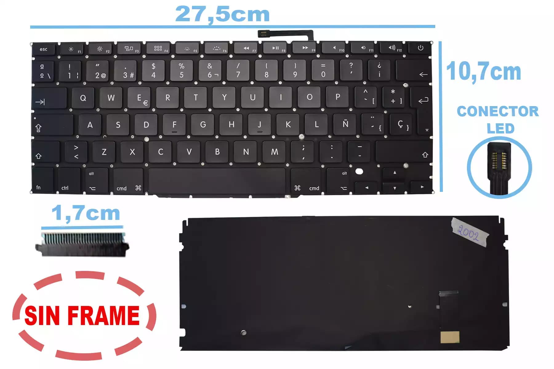TECLADO APPLE MACBOOK PRO 15 A1398 2013 TO 2015 CON BACKLIGTH SIN FRAME SP — imagen 1