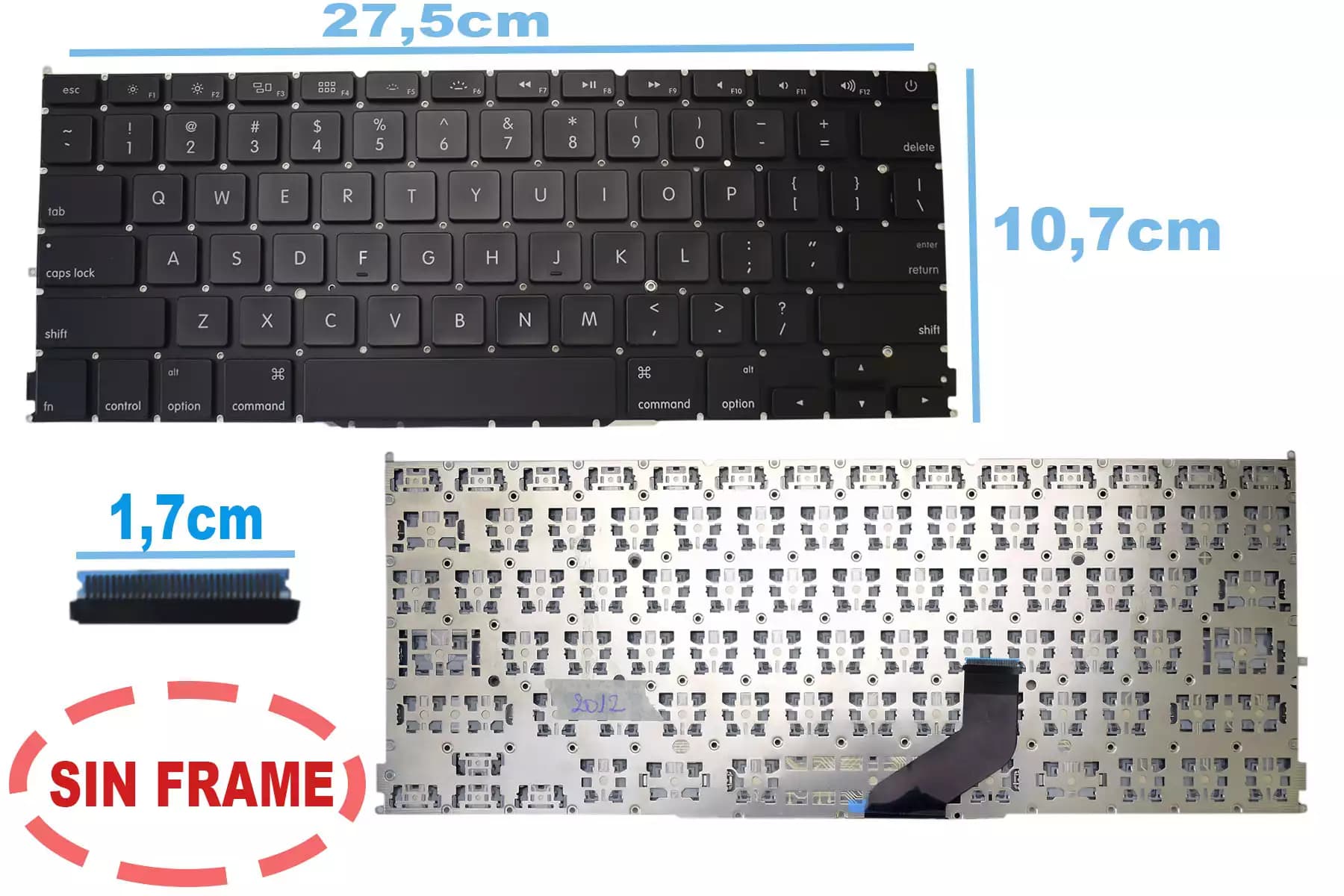 TECLADO APPLE MACBOOK PRO A1425 SIN FRAME US — imagen 1