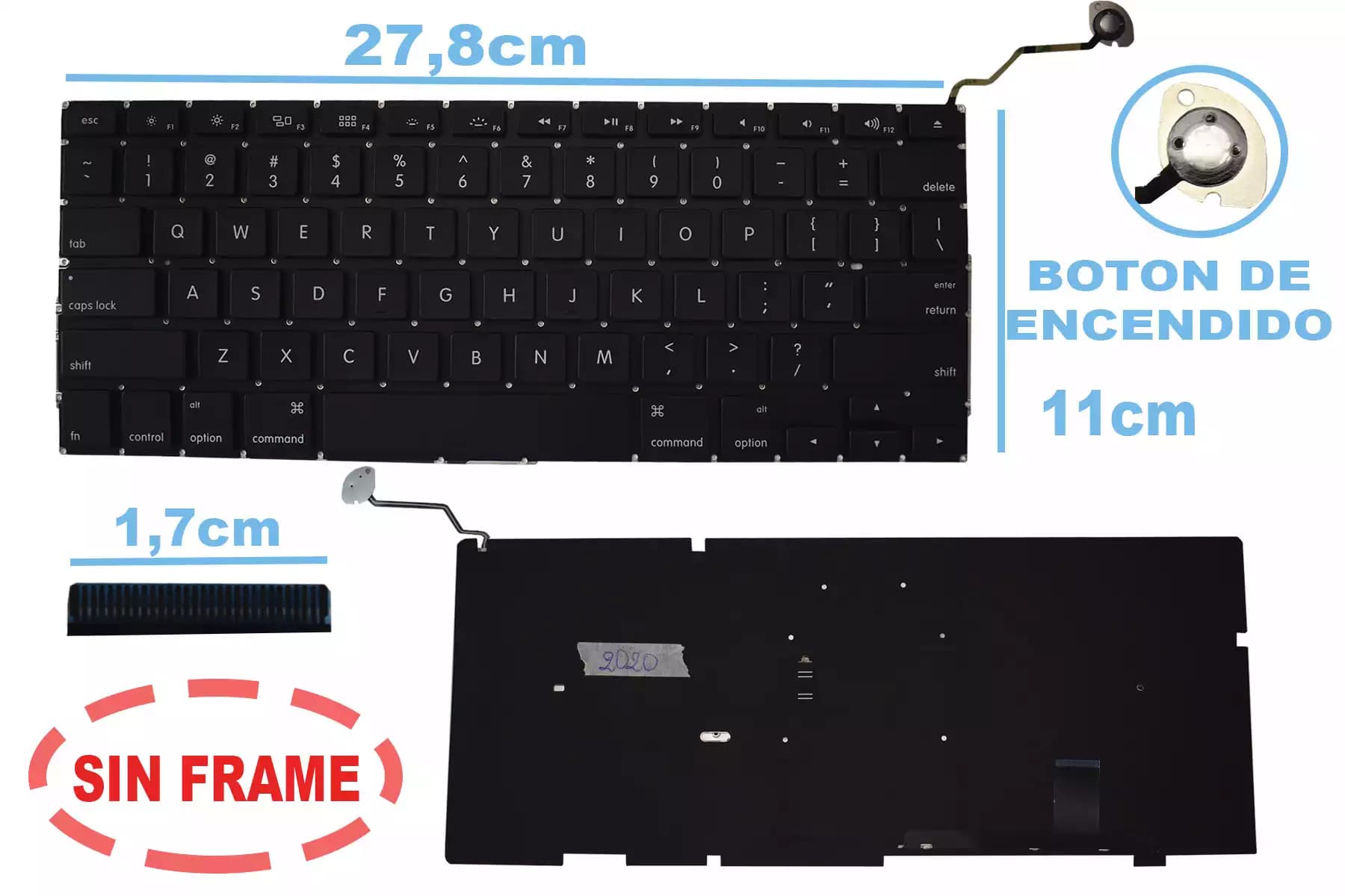 TECLADO APPLE MACBOOK PRO 17 A1297 2009 TO 2012 CON BACKLIGTH SIN FRAME US — imagen 1