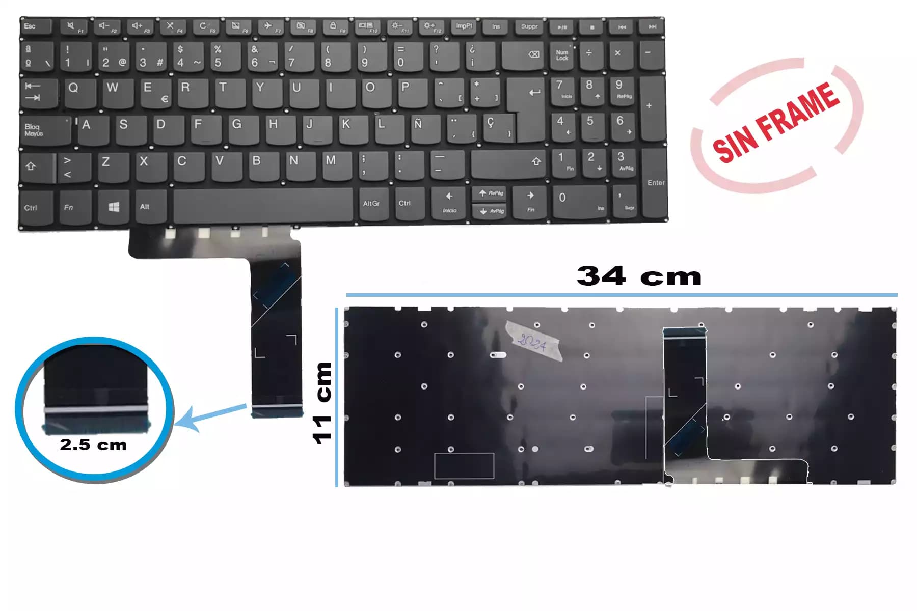 TECLADO LENOVO IDEAPAD 330S-15IKB SIN FRAME SP NUMÉRICO — imagen 1