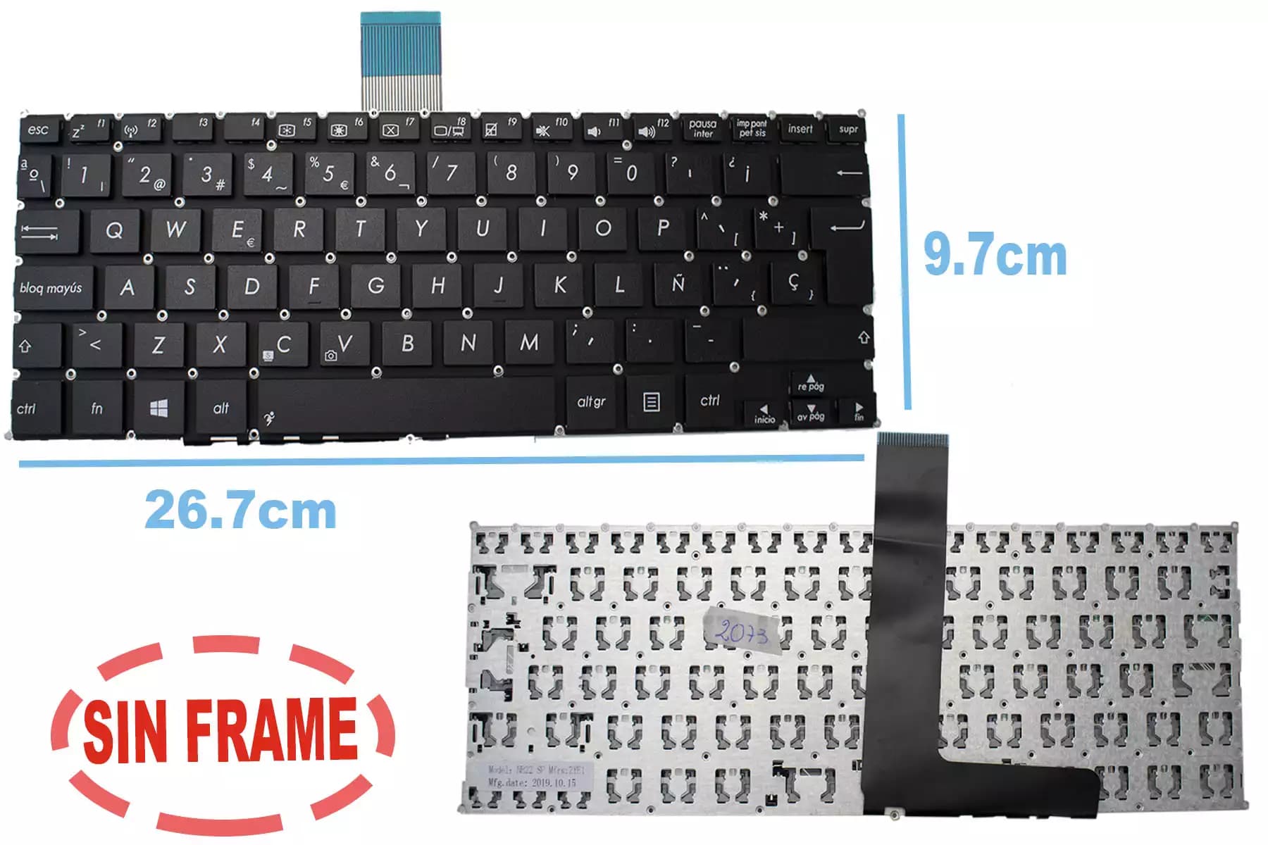 TECLADO ASUS X200CA F200 SIN FRAME SP — imagen 1