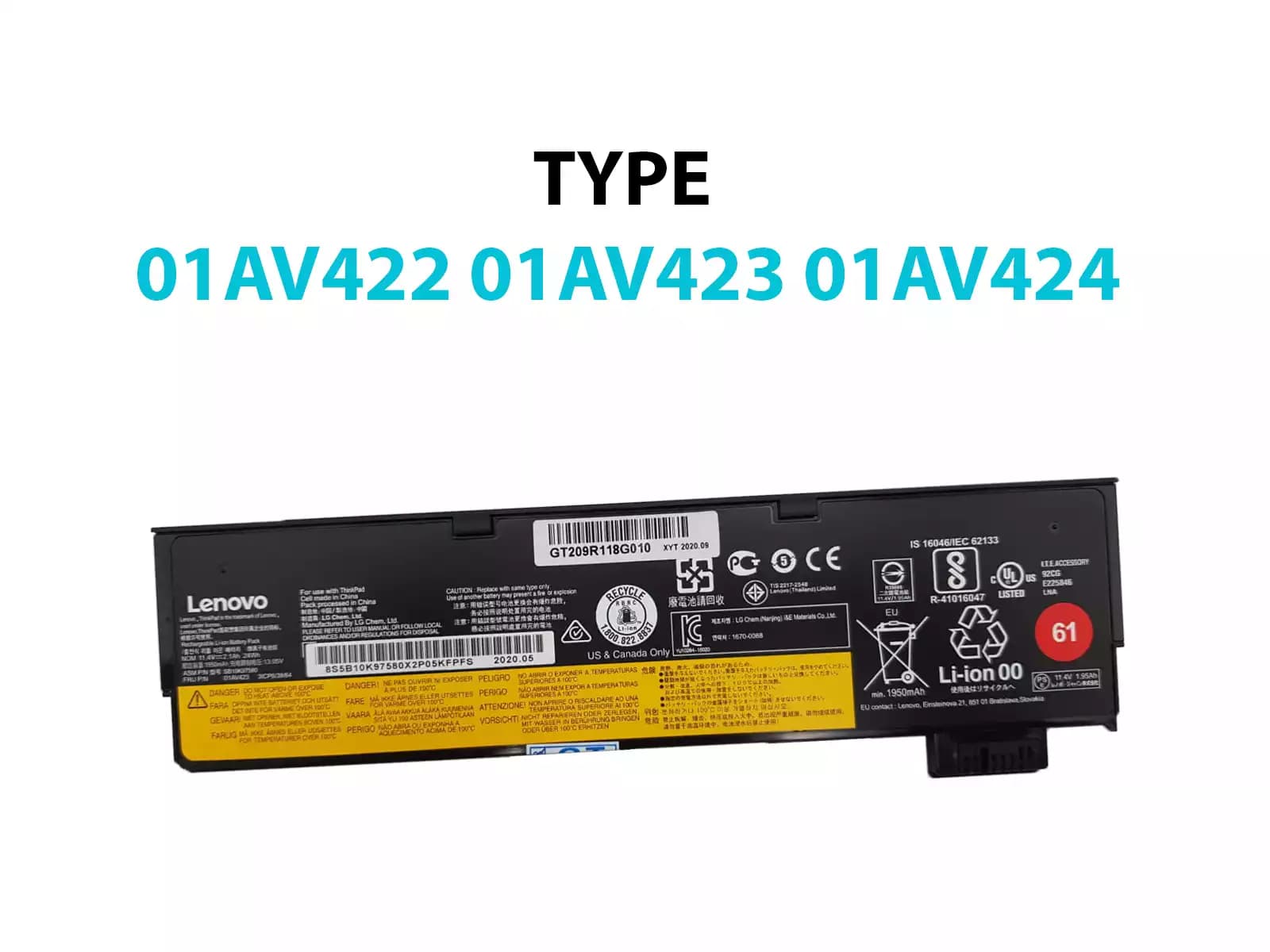 BATERIA LENOVO T570 T470 11.4V 24Wh 01AV422 01AV423 01AV424 61 *ORIGINAL* — imagen 1