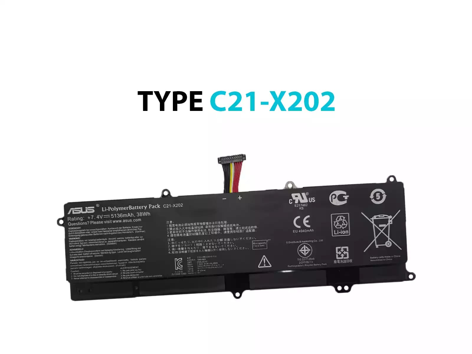 BATERIA ASUS C21-X202 38Wh INTERNA *ORIGINAL* — imagen 1