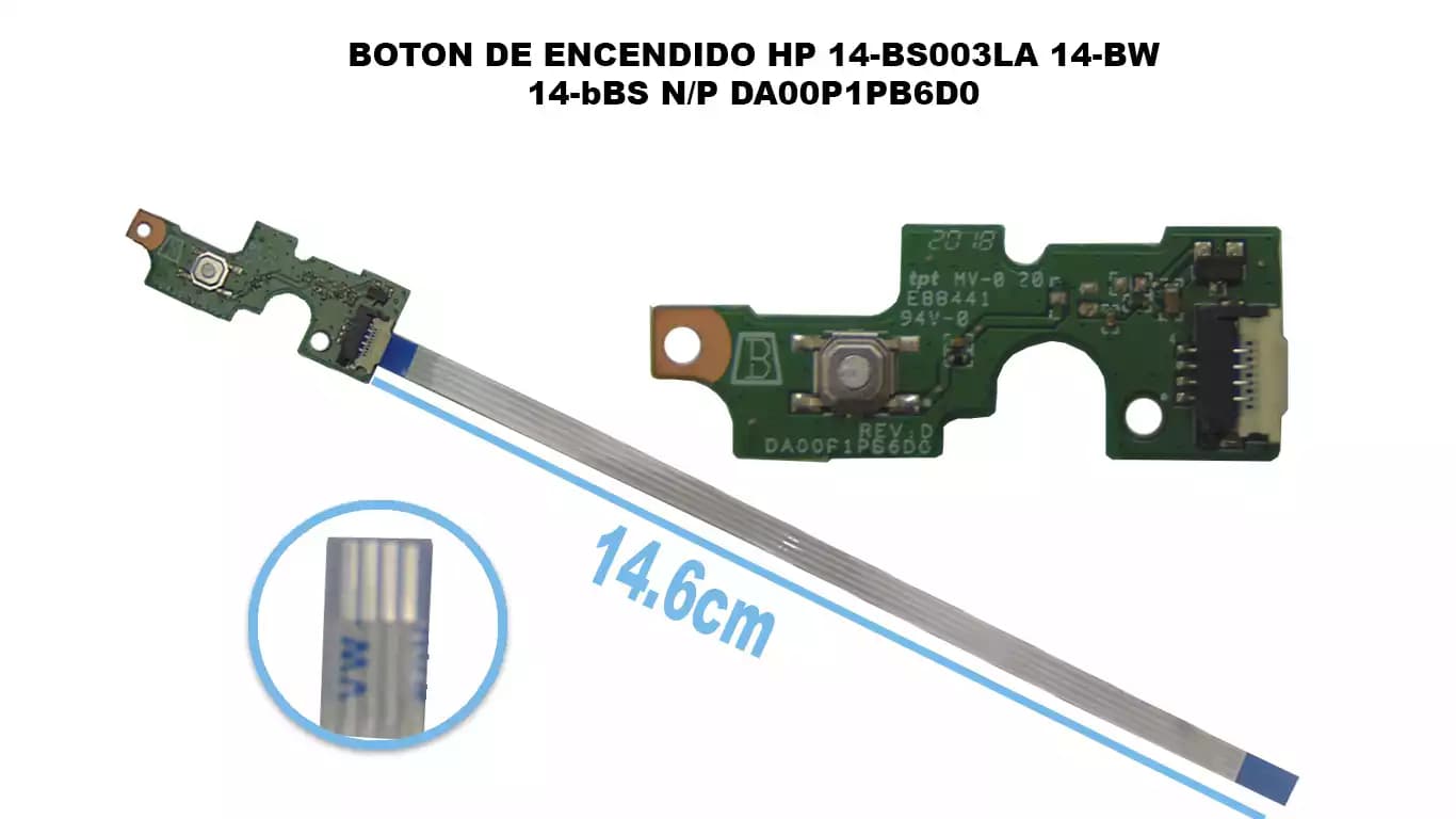 BOTON DE ENCENDIDO HP 14-BS003LA 14-BW 14-bBS N/P DA00P1PB6D0 — imagen 1