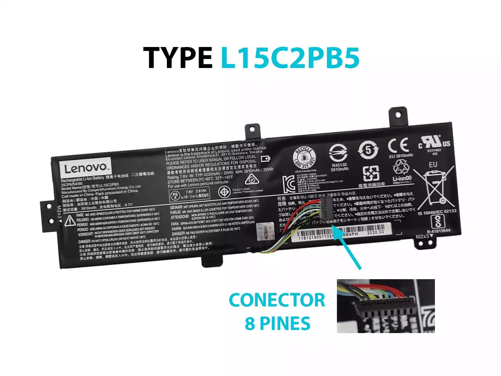 BATERIA LENOVO L15L2PB4 L15C2PB5 IDEAPAD 310-15IAP 310-15IKB 310-15ISK 510-15IKB INTERNA *ORIGINAL* — imagen 1
