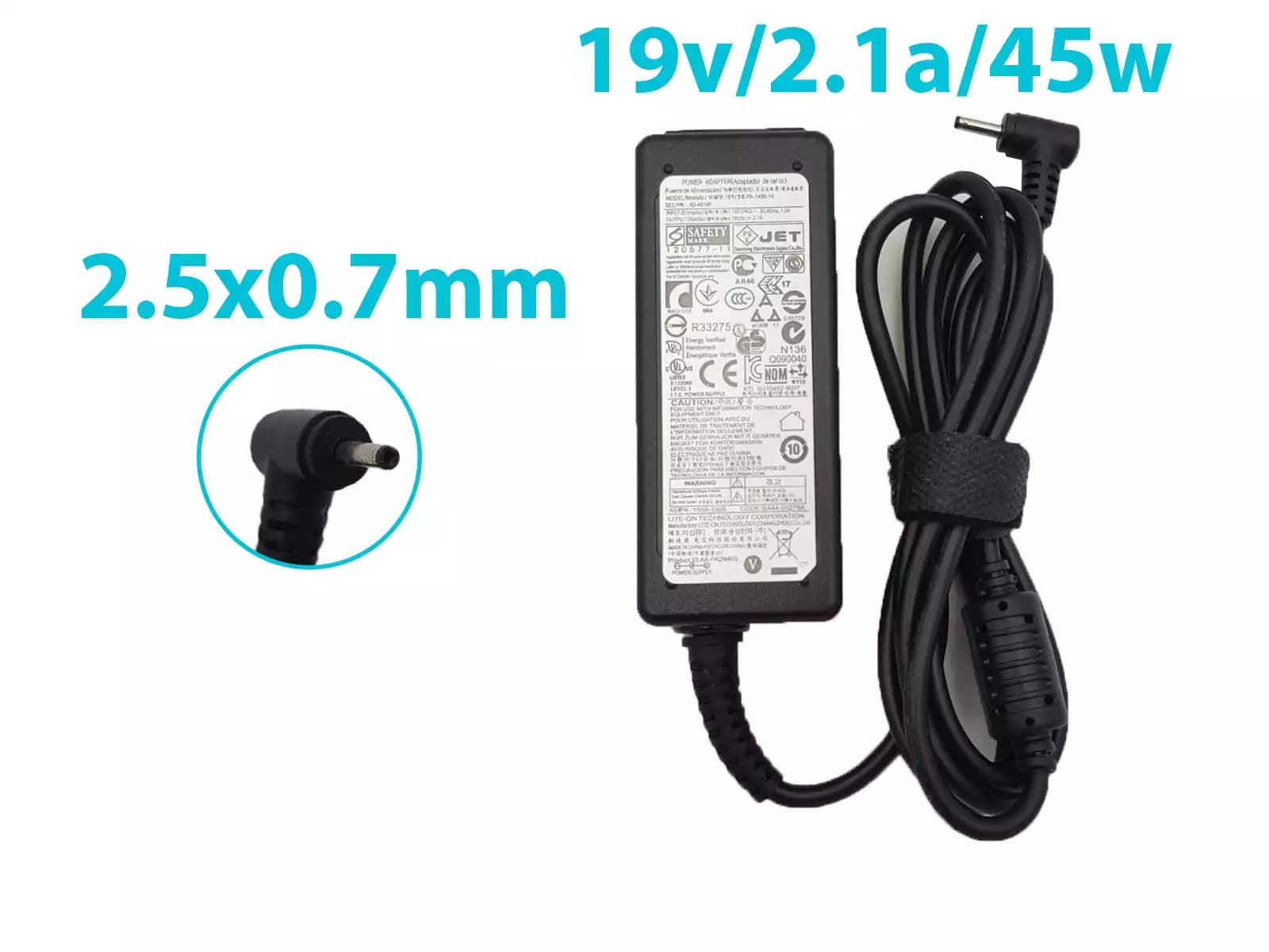 CARGADOR SAMSUNG 19v/2.1a/45W/2.5x0.7mm *HC* — imagen 1