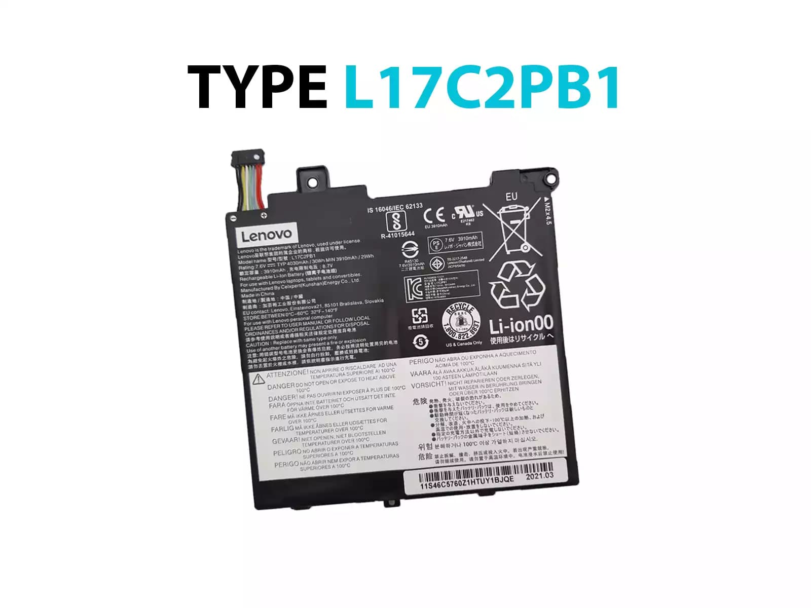 BATERIA LENOVO L17C2PB1 L17M2PB1 INTERNA *ORIGINAL* — imagen 1
