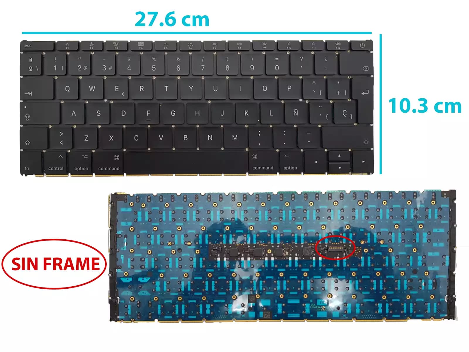 TECLADO APPLE MACBOOK RETINA 12 A1535 SIN FRAME SP — imagen 1