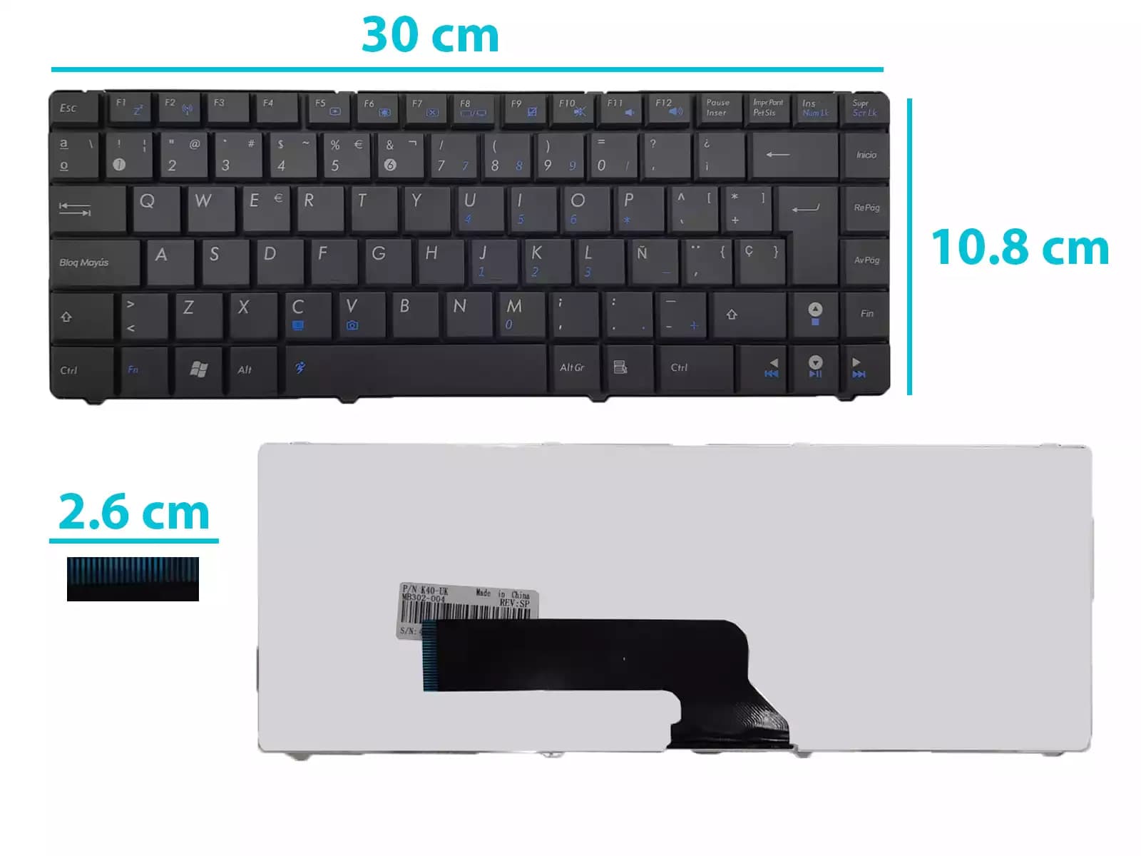 TECLADO ASUS K40 K40IE K40IN K40AB K40AN K40A K40AC K401 P80 P81 X8AIN X8AC X8AE X87Q A411 SP — imagen 1