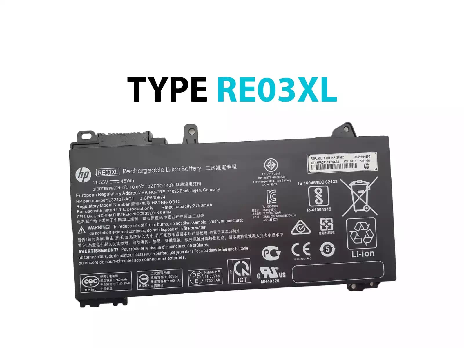 BATERIA HP RE03XL INTERNA *ORIGINAL* — imagen 1