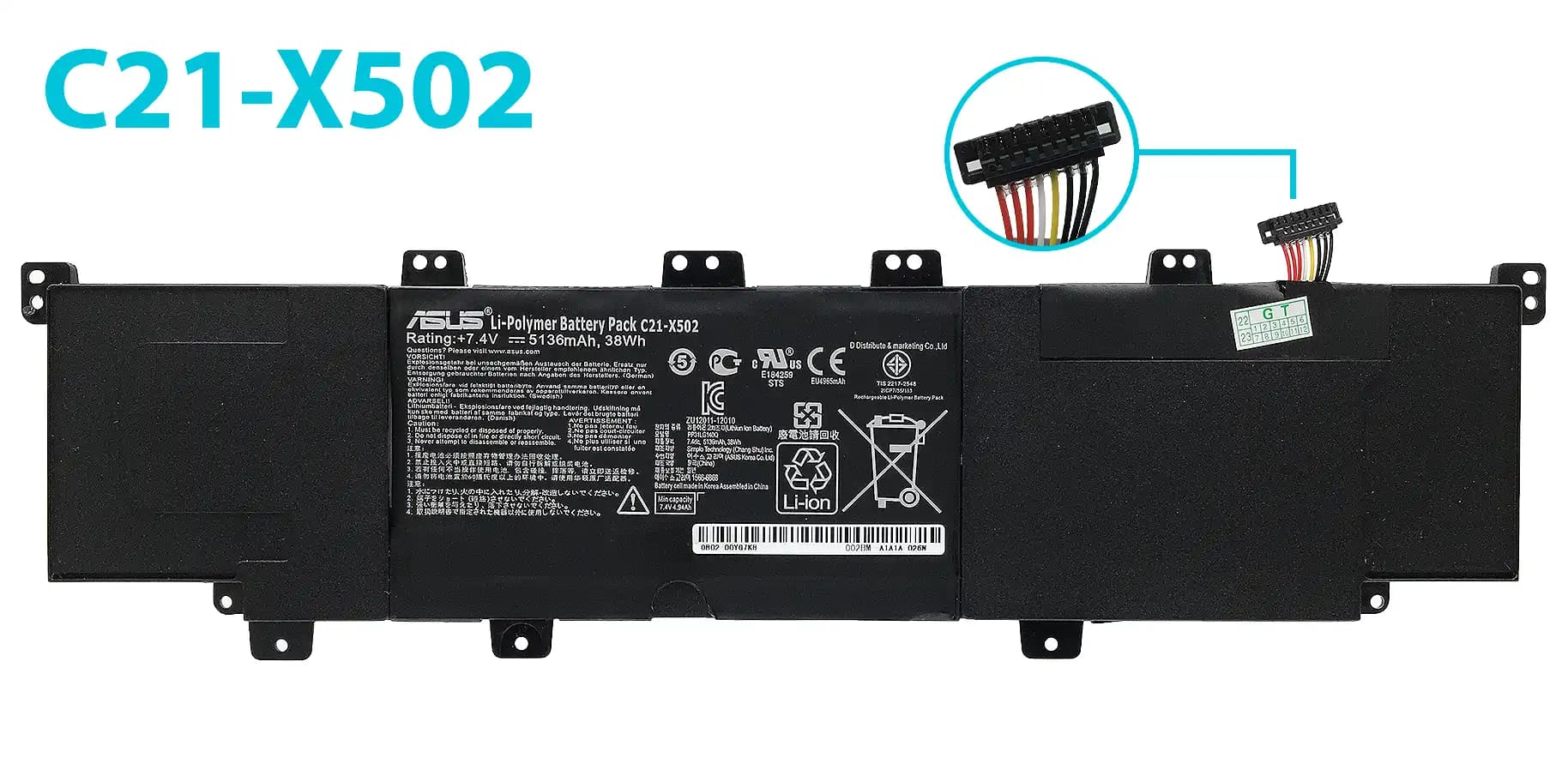 BATERIA ASUS X502C C21-X502 C21-X502CA INTERNA *ORIGINAL* — imagen 1