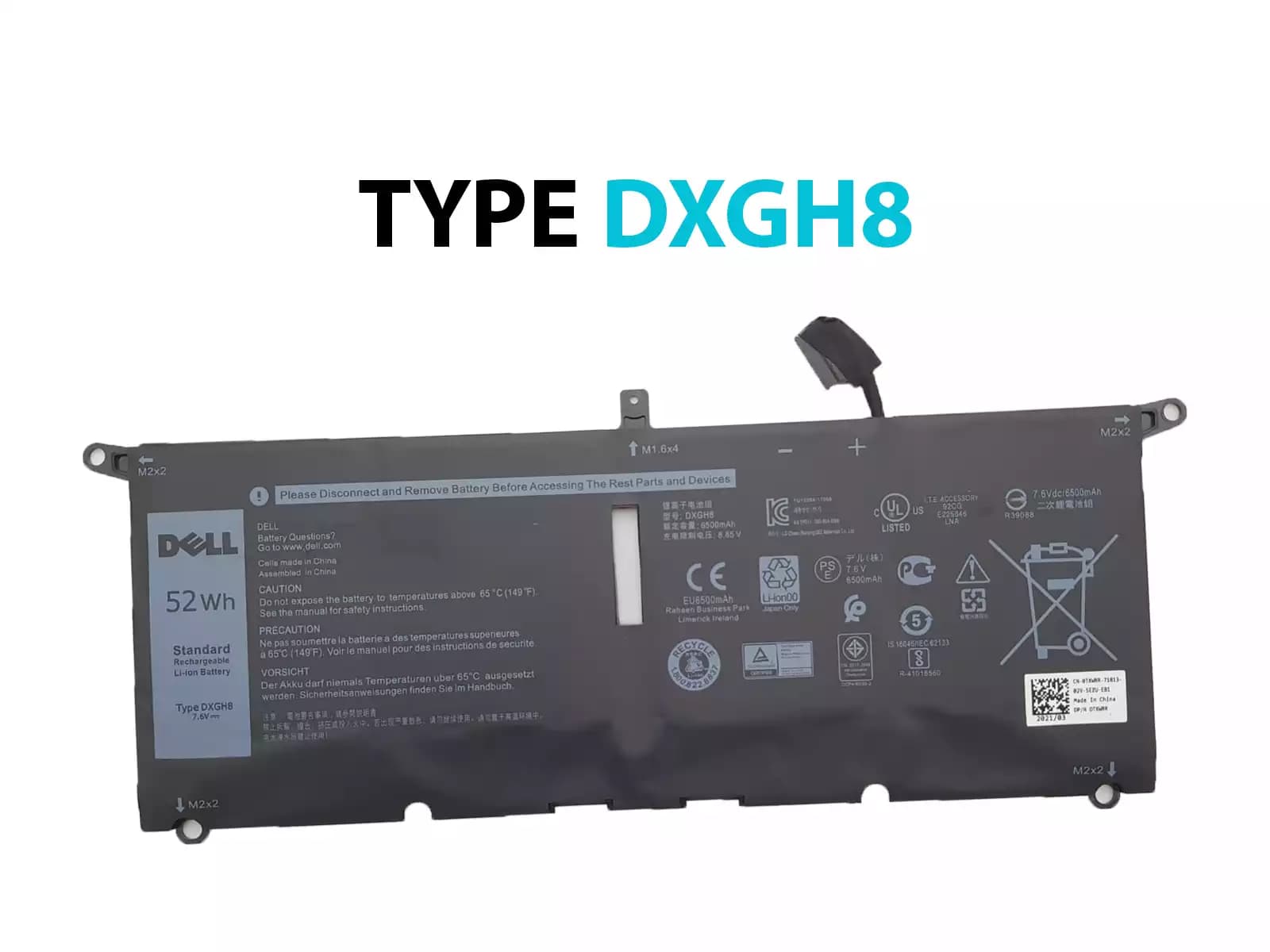 BATERIA DELL XPS 13 2018 TYPE DXGH8 52Wh INTERNA *ORIGINAL* — imagen 1