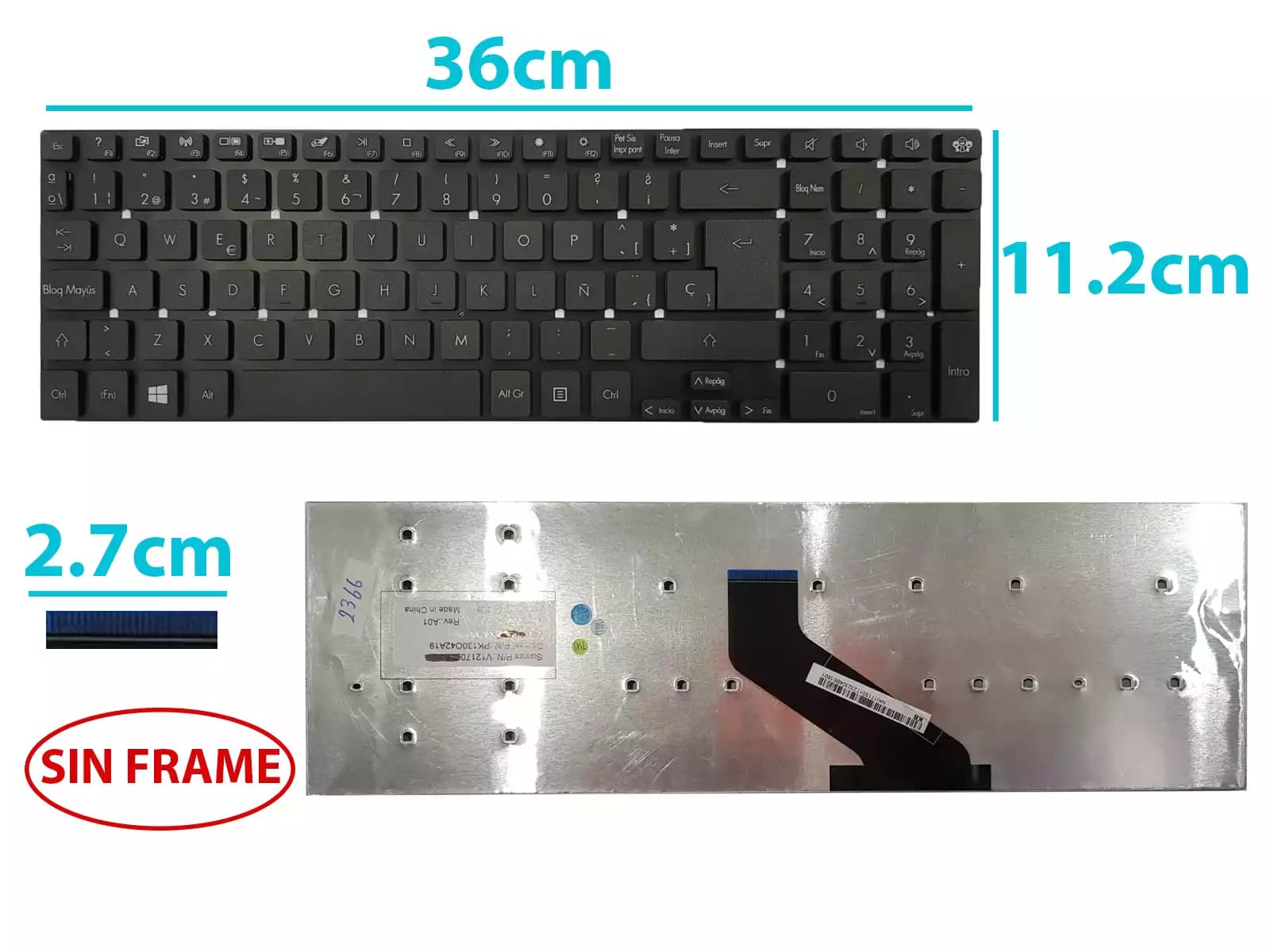 TECLADO ACER NV55 NV55S NV57 NV75 NV77 TS11 TS44 LS11/ G4-CZ SIN FRAME SP — imagen 1