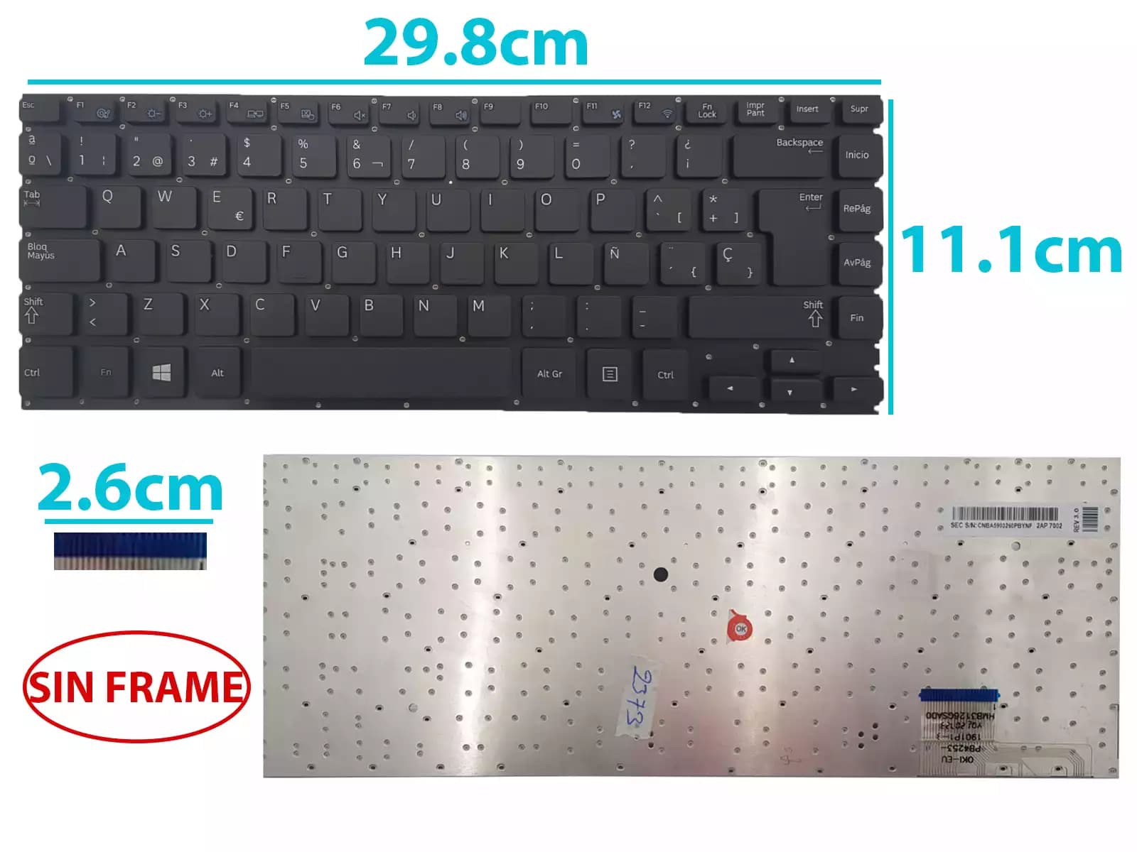 TECLADO SAMSUNG NP535U4C NP535U4B NP532U4C NP532U4B NP535U4X NP530U4B 530U4C SIN FRAME SP — imagen 1