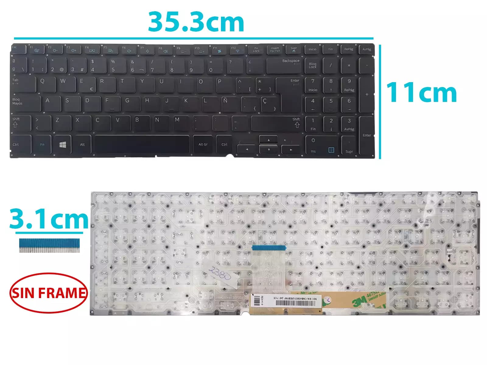 TECLADO SAMSUNG NP700Z5C 700Z5C NP700Z5C-S01 NP700Z5C-S02 SIN FRAME SP — imagen 1