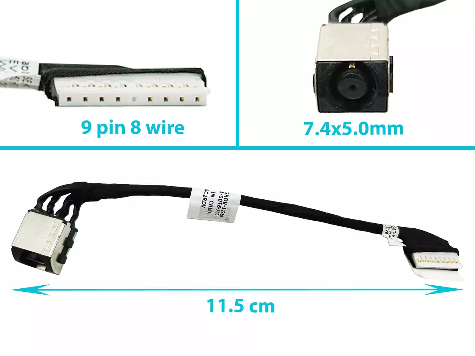 DC JACK DELL 14 3490 NIB02 DC301011R00 228R6 CON CABLE LARGO 10.5 CM — imagen 1