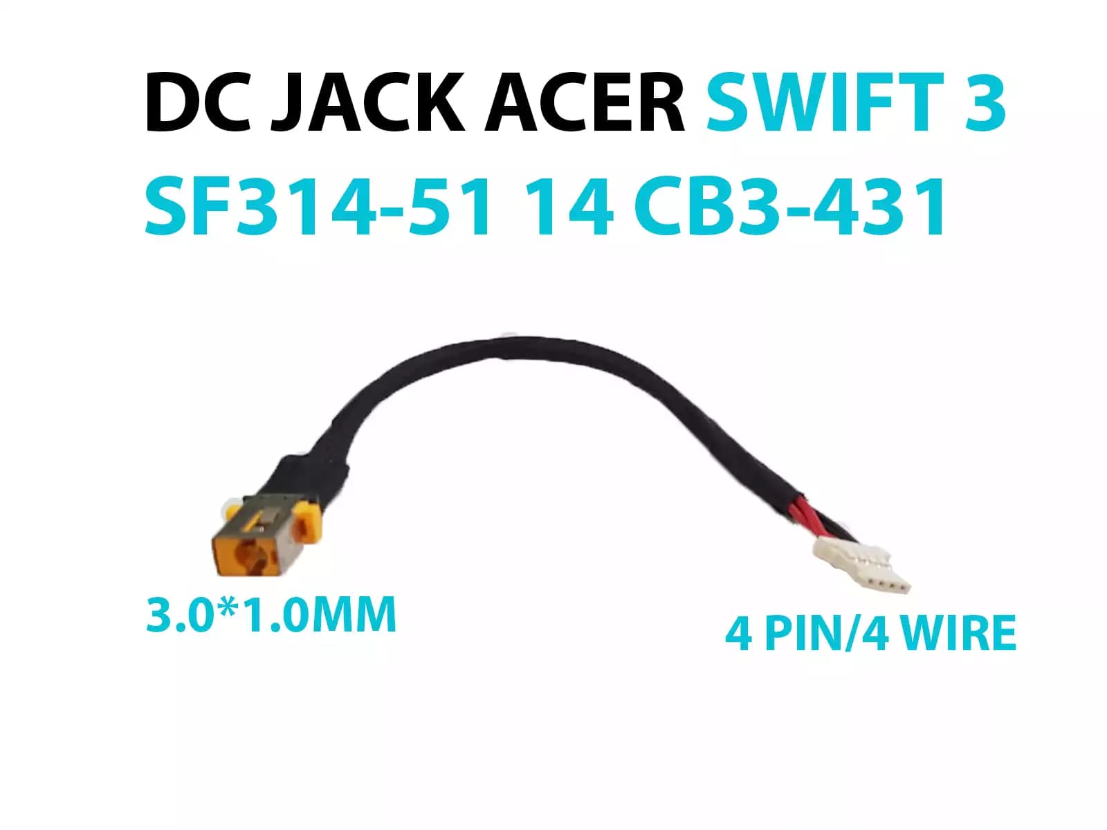 DC JACK ACER SWIFT 3 SF314-51 14 CB3-431 CON CABLE 3.0MM*1.0MM — imagen 1