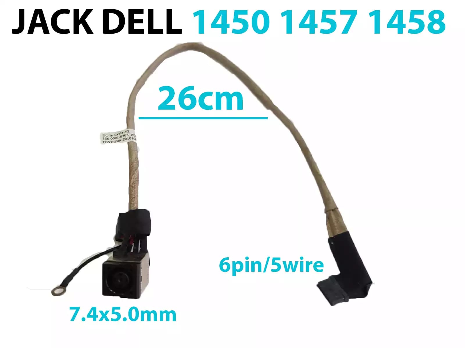 DC JACK DELL 1450 1457 1458 CON CABLE — imagen 1